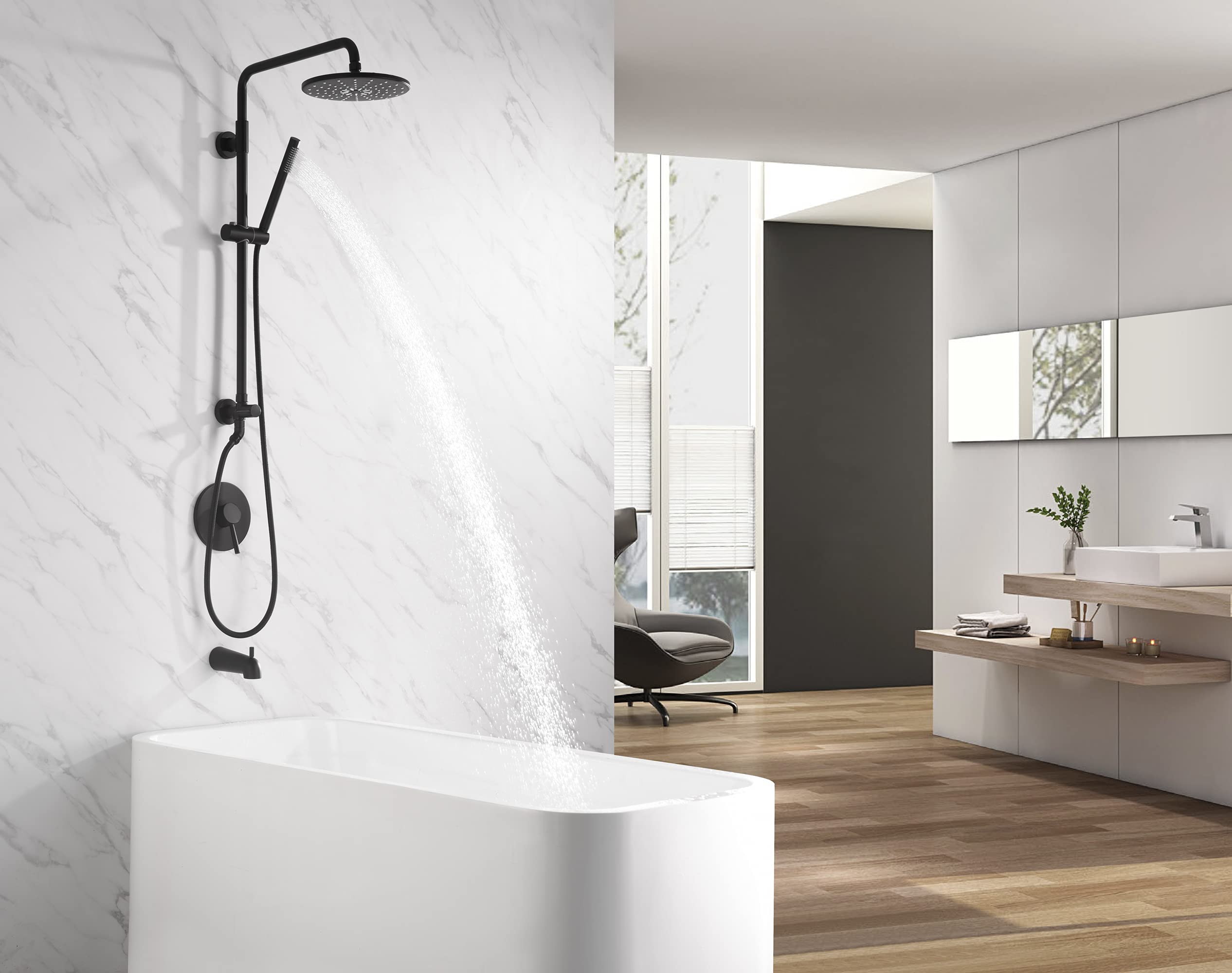 Premium Black Hand Shower System with 9 Inch Rain Shower Head - 2.5GPM (1.8GPM Option) for Bathroom Remodel - Perfect for Spa-Like Showers, Relaxation & Modern Home Upgrades