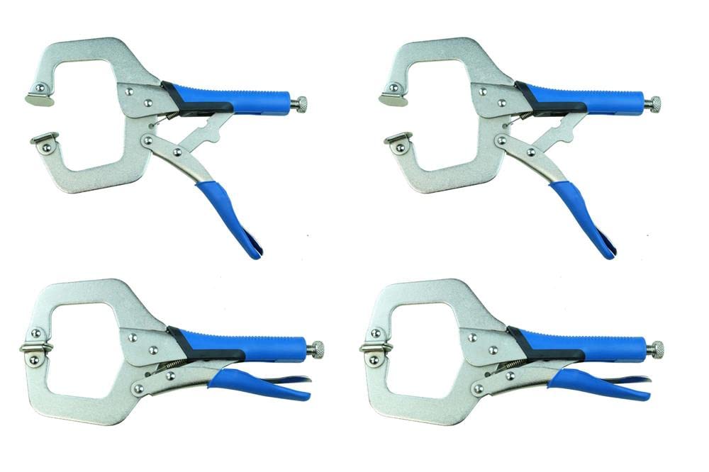 KF4022 4-Piece Adjustable C-Clamp Set - 11 Inch Length, 3 Inch Clamping Capacity - Heavy Duty Face Clamps for Woodworking, Metalworking & DIY Projects - Perfect for Carpentry, Welding & Home Repairs
