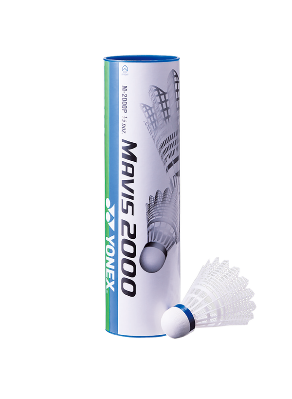 Yonex Mavis 2000 Green Cap Slow Speed Badminton Shuttlecocks (6 Pack) - Perfect for Recreational Play & Training Sessions
