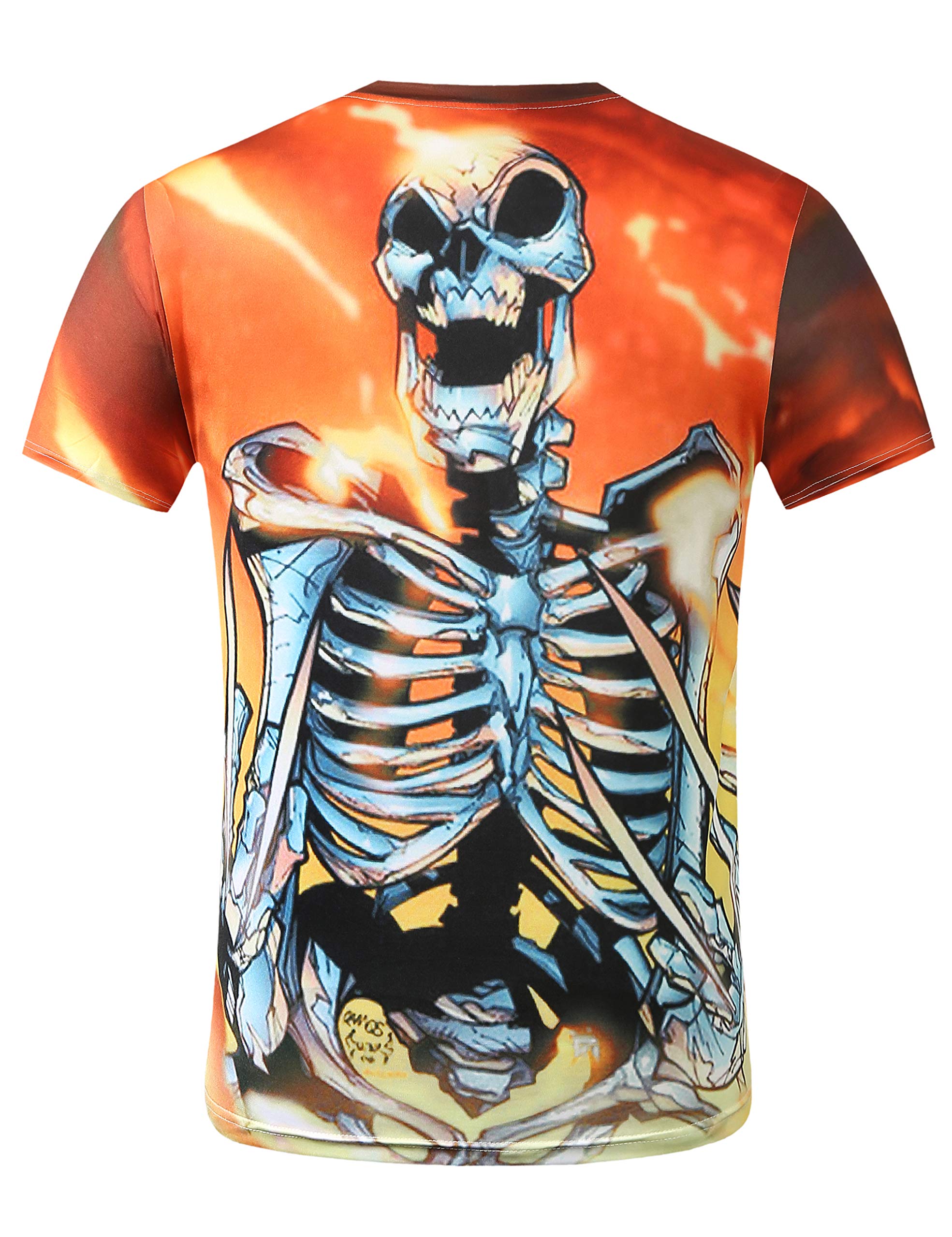 **Men's Halloween Skeleton & Pumpkin Short Sleeve T-Shirt - Fun Casual Crewneck Tee for Halloween Parties, Costume Events & Everyday Wear**