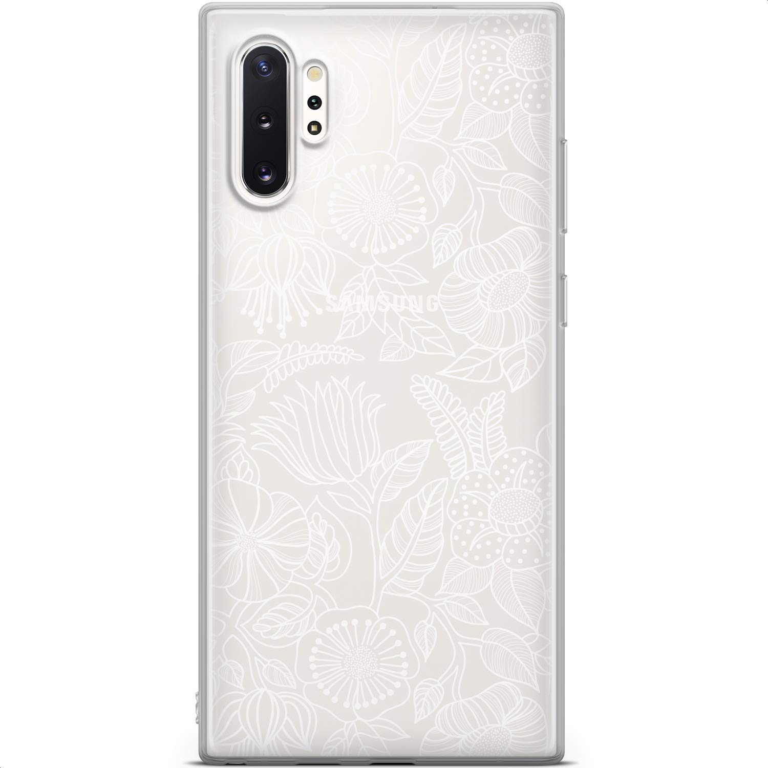 Samsung Galaxy S24 S23 Ultra S22 5G Plus S21 FE S20 S10 Phone Case - Slim Flexible Silicone Cover with Minimal Floral Design, Lightweight TPU Protective Case for Everyday Use, Work, and Travel