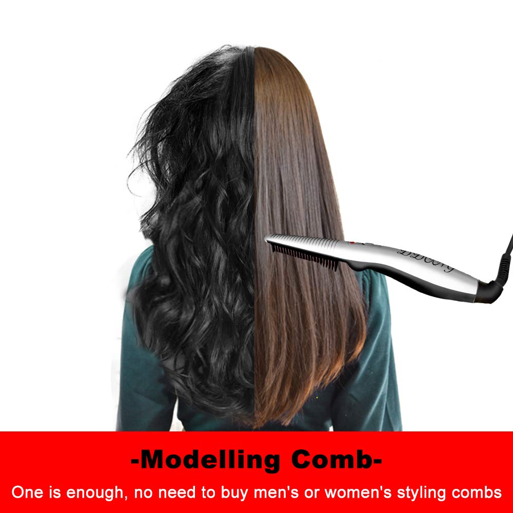 Electric Heated Beard Straightener for Men - Portable Travel Styling Iron with Fast Heating | Perfect for Home, Gym & On-the-Go Grooming