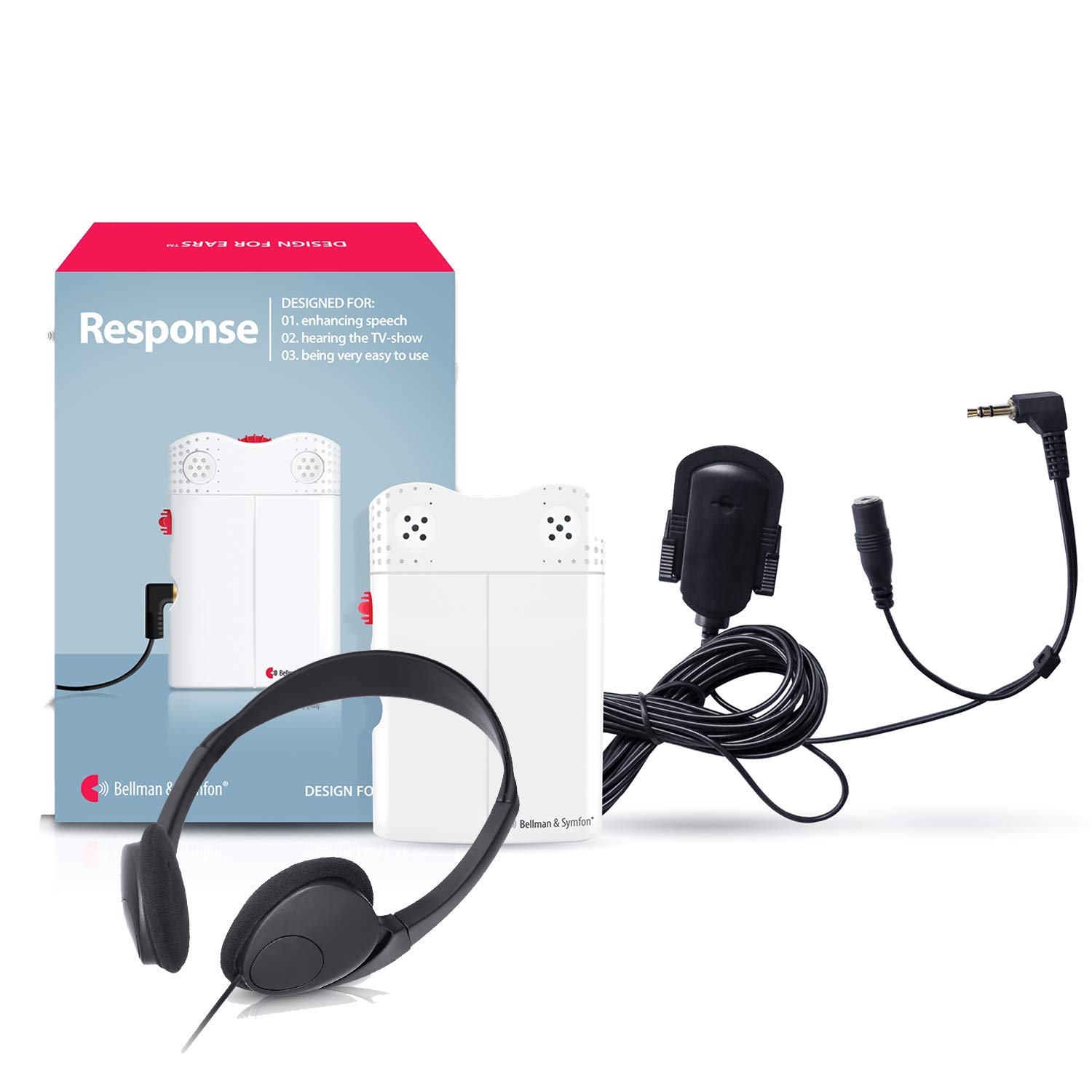 Bellman & Symfon Response Personal Sound Amplifier - Wireless Hearing Aid Device with Headphones & TV Cable - Digital Audio Enhancer for Clear Sound in Noisy Environments - Perfect for TV Watching, Conversations & Outdoor Activities