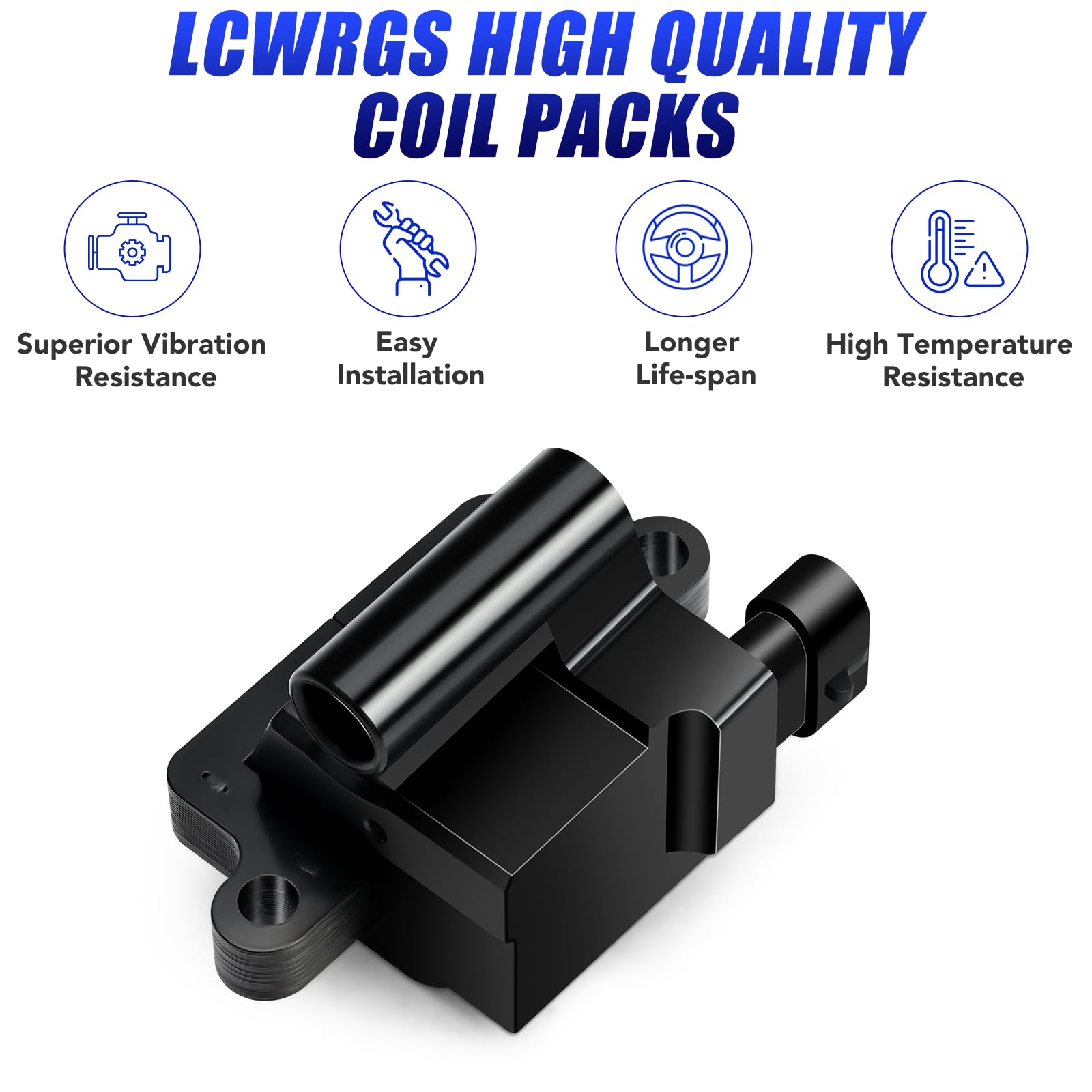8-Piece Square Ignition Coil Set for Chevy Silverado Avalanche Suburban Tahoe GMC Sierra Yukon 1500 Escalade (2000-2007) - Compatible with 4.8L 5.3L 6.0L V8 Engines, Replaces UF271 D581 - Perfect for Engine Performance Upgrades & Maintenance