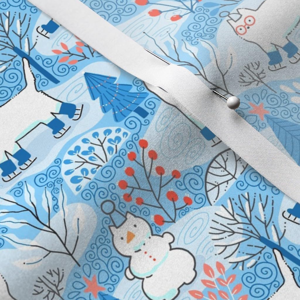 Cute Winter Cats Printed Satin Fabric Fat Quarter - Premium Spoonflower Fabric for Sewing, Lining, Apparel, Fashion Blankets & Home Decor - Perfect for DIY Crafts, Quilting, and Holiday Decorations