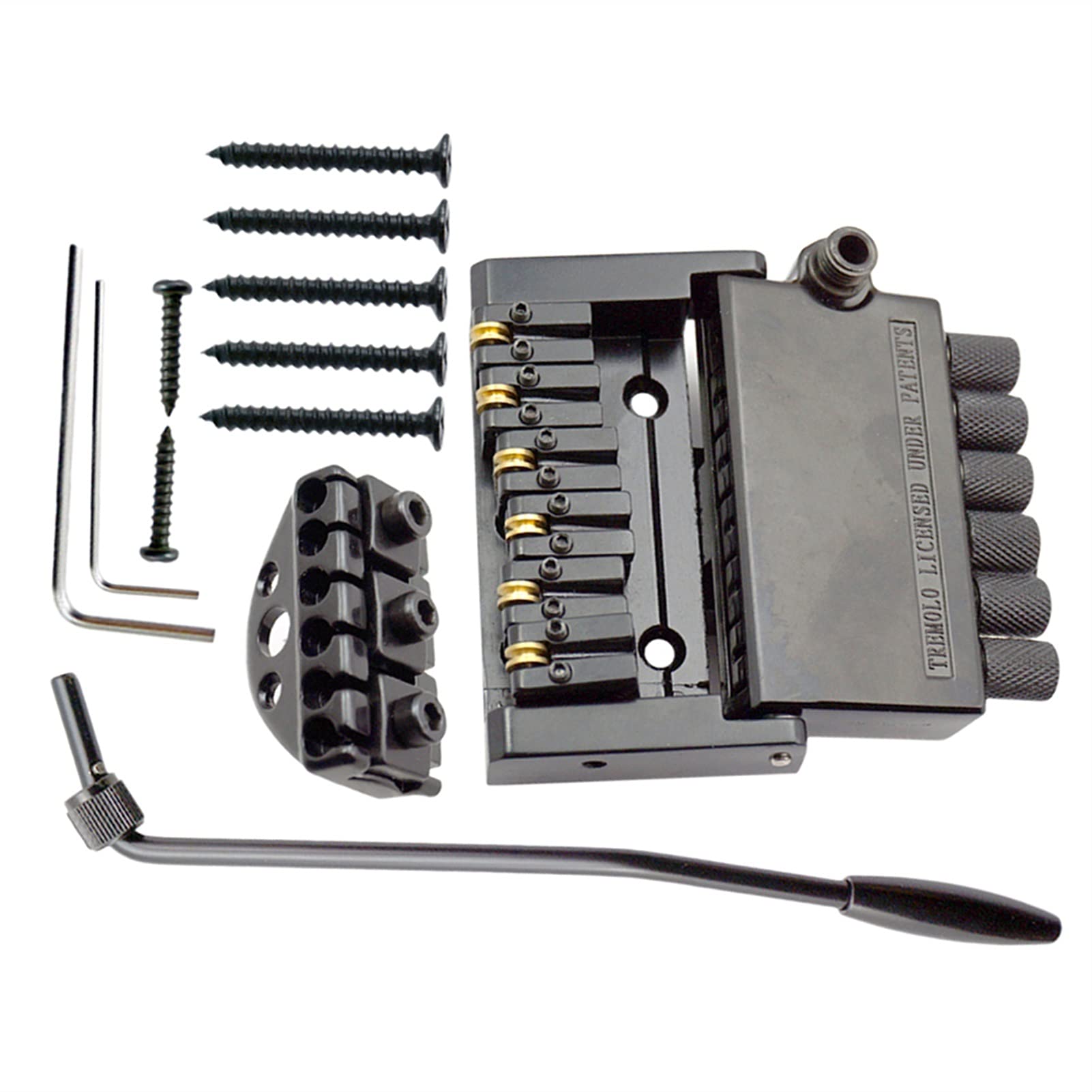 6-String Electric Guitar Bridge Saddle Set with Tailpiece, Keys & Screws - Fixed Headless Guitar Bridge Replacement for Enhanced Tone & Playability | Perfect for DIY Guitar Repairs & Upgrades