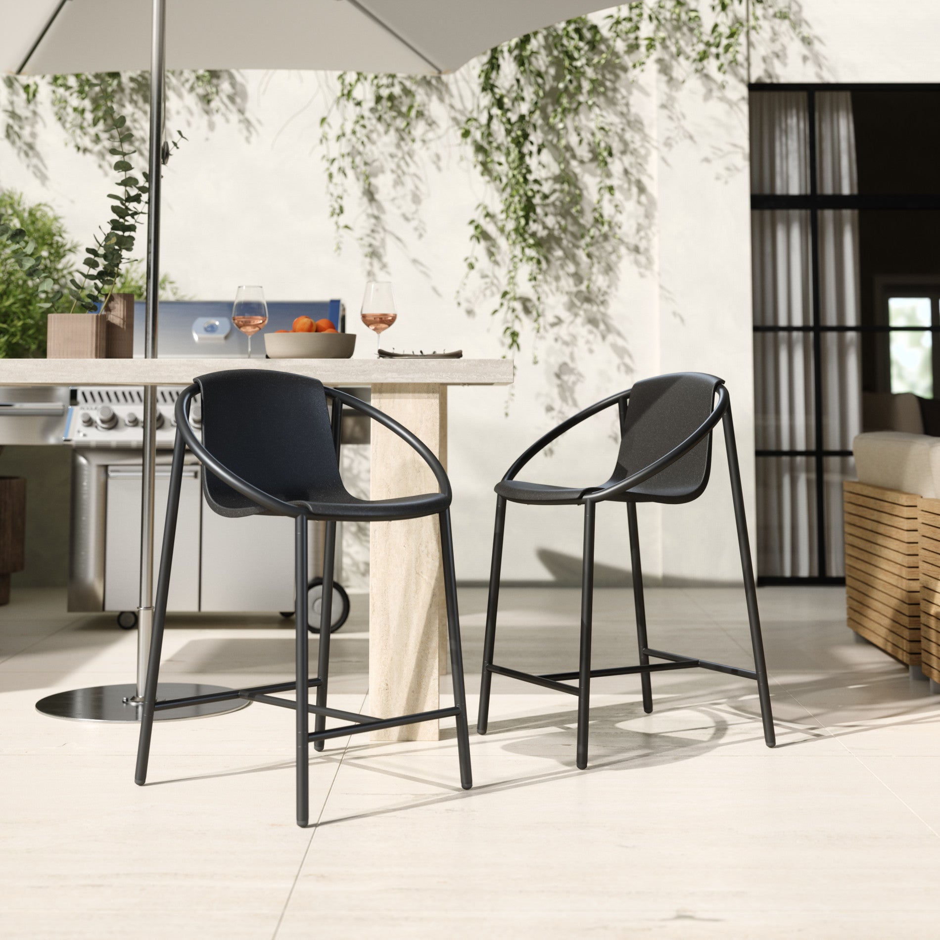 Ringo Counter Stool - Adjustable Height Bar Stool for Kitchen Island, Breakfast Nook & Home Bar - Modern PU Leather Seat with Chrome Base - Comfortable Dining & Entertaining Furniture