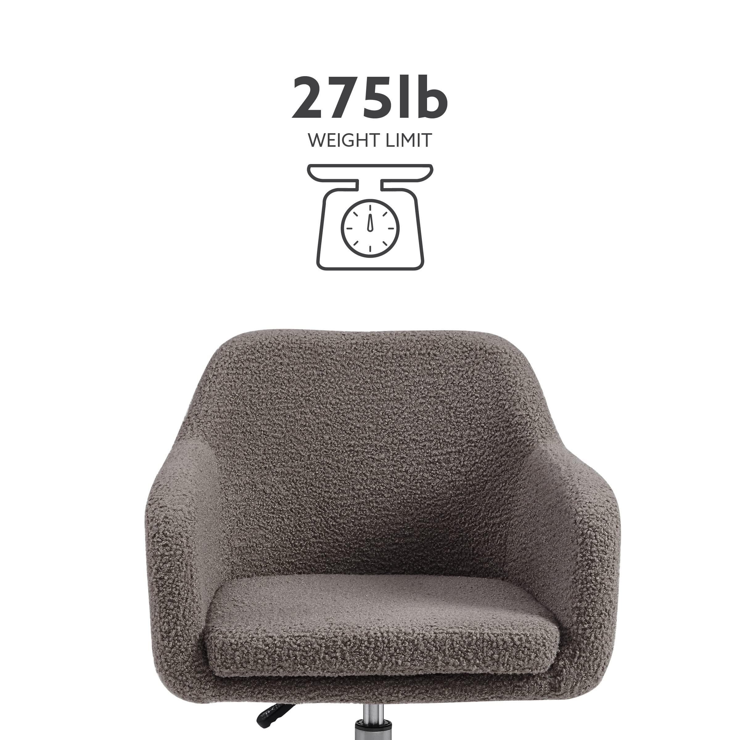 Linon Grey Upholstered Adjustable Brooklyn Office Chair - Ergonomic Desk Chair with Lumbar Support for Home & Office Workspace, Gaming, and Study