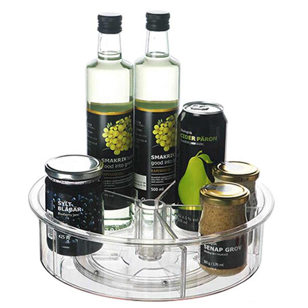12-Inch Acrylic Lazy Susan Turntable Organizer with Dividers - 360° Rotating Spice Rack for Kitchen, Bathroom & Pantry - Clear Cabinet Organizer for Condiments, Makeup, or Office Supplies (Space-Saving Storage Solution)