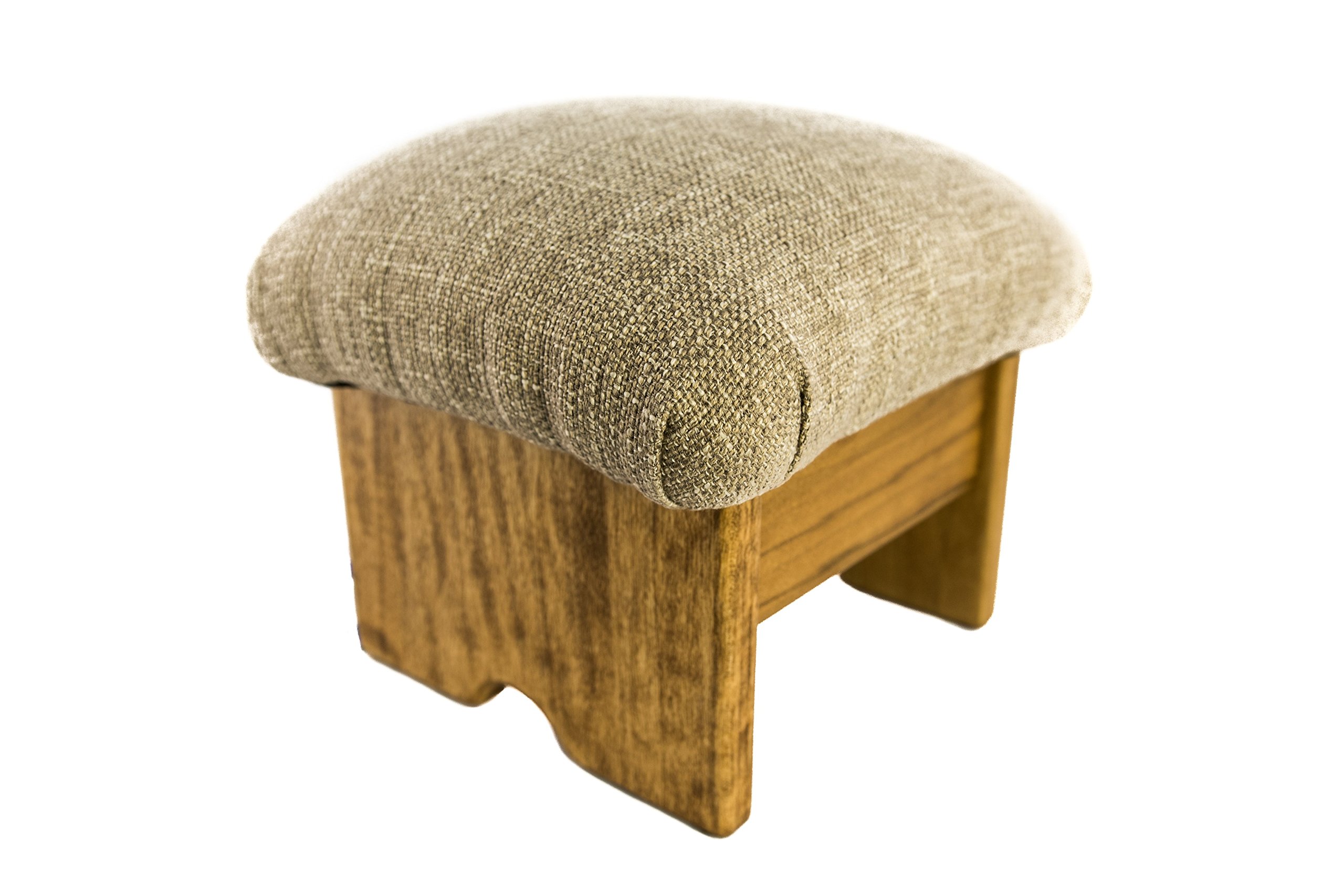 Mini Padded Foot Stool 9 Inch Tall - Made in USA - Desert Sand & Maple Stain - Perfect for Living Room, Bedroom, Office & Nursery Comfort