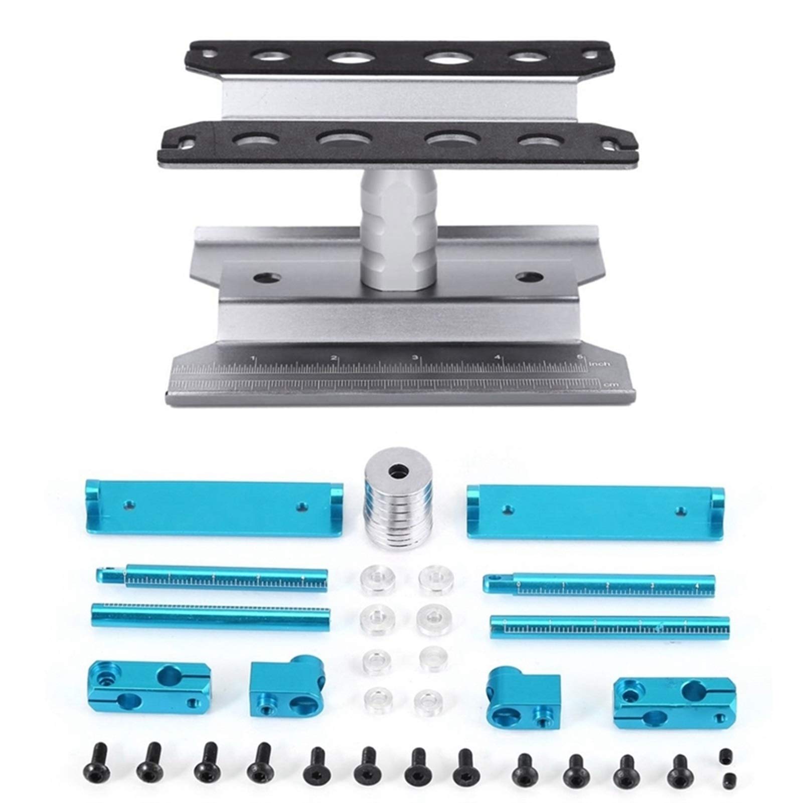 CHENJUAN RC Car Remote Shell Magnet Stealth Body Post Contact Shell Column - Blue with Metal RC Car Workstation Stand - Grey Car Accessories for RC Vehicle Maintenance & Repair