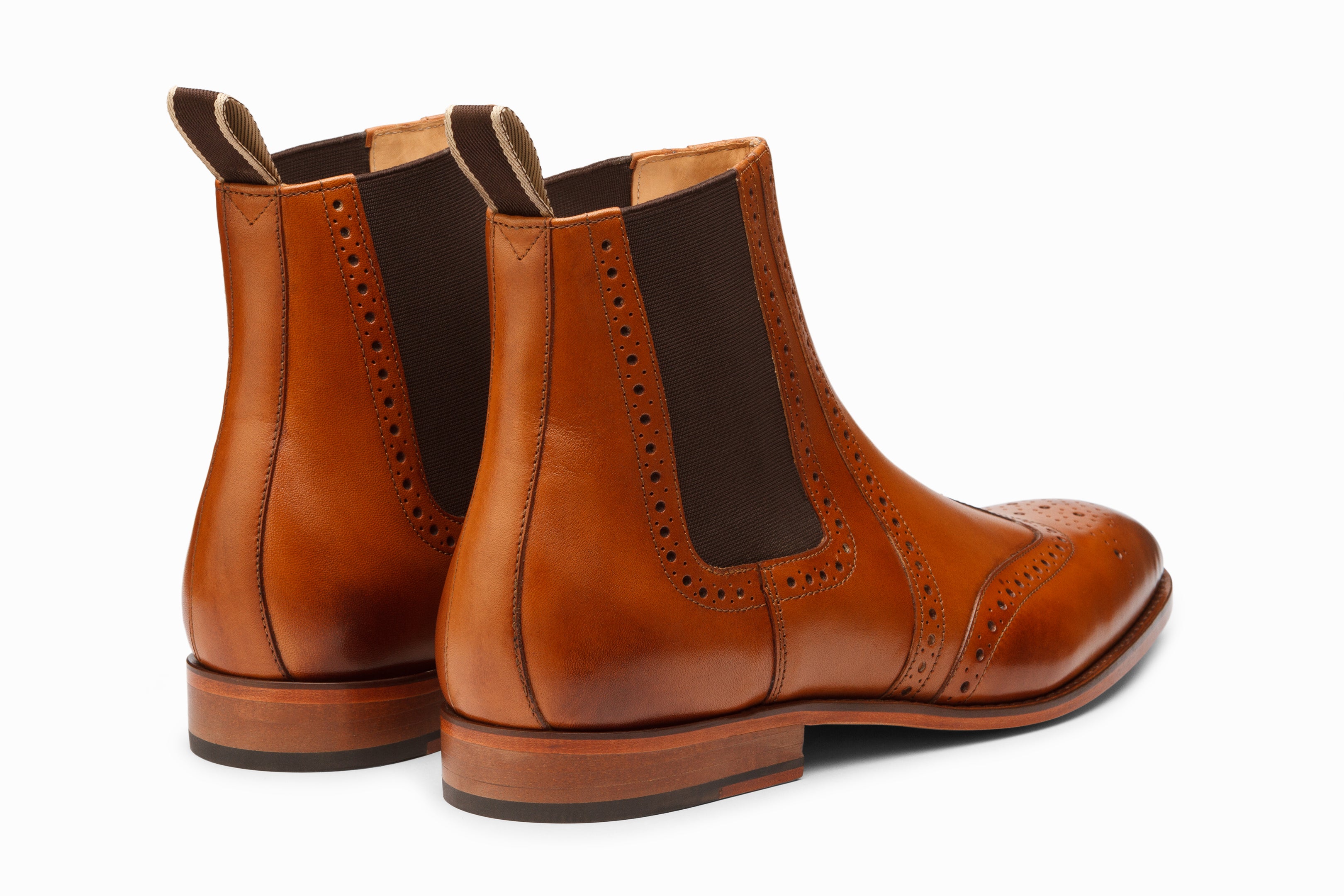 Premium Wingtip Chelsea Brogue Boots for Men - Stylish Tan Leather Ankle Boots - Perfect for Business Casual, Office Wear & Formal Occasions