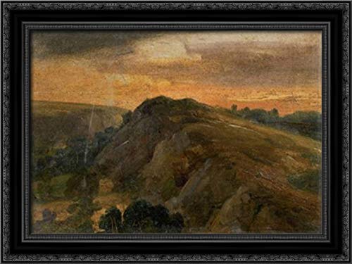 Theodore Rousseau Saint Flour Landscape 24x18 Black Ornate Wood Framed Canvas Art - Perfect for Living Room, Bedroom & Office Wall Decor