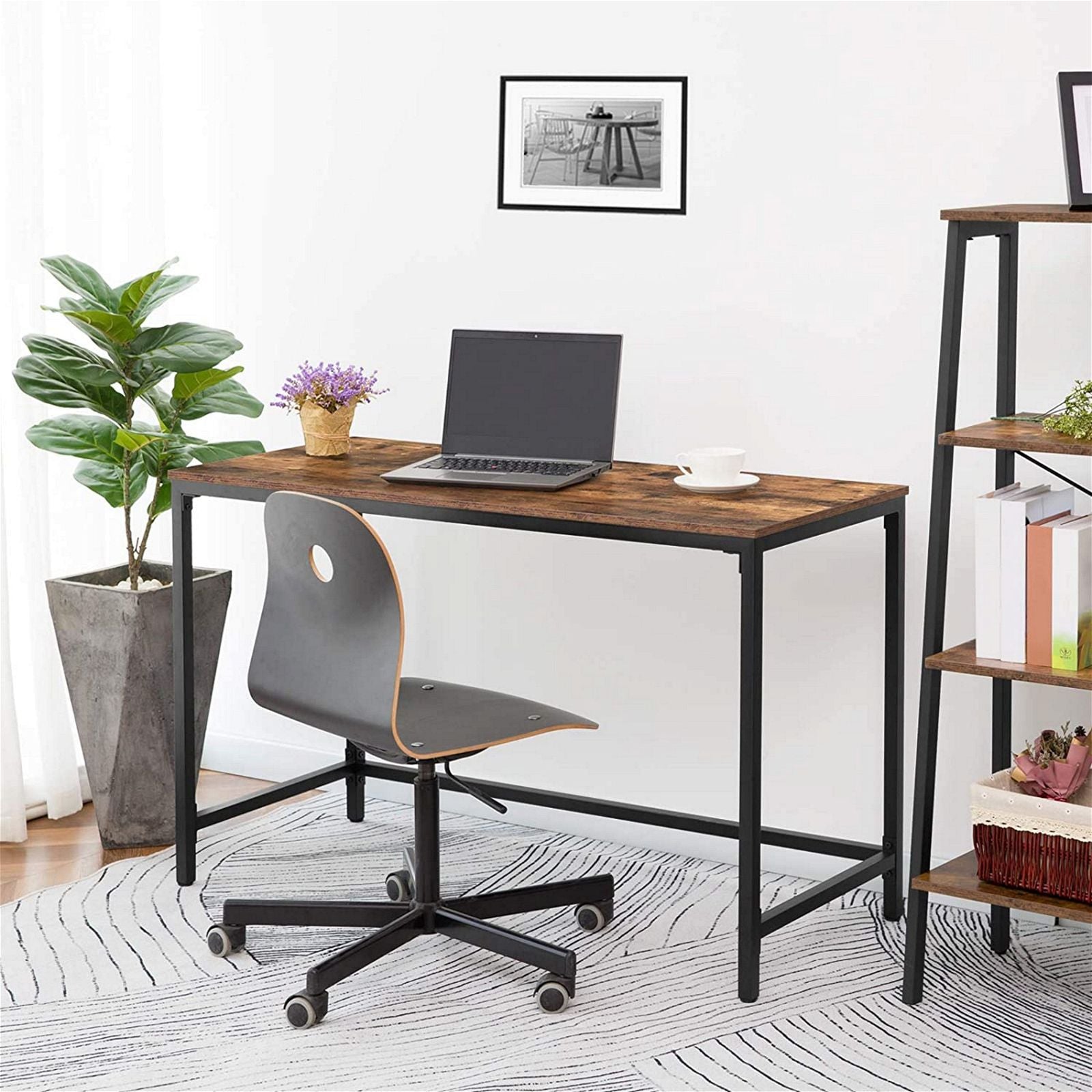 Woodstock Rustic Brown Office Desk - Solid Wood Writing Desk for Home & Office - Perfect for Study, Work, and Remote Workspaces