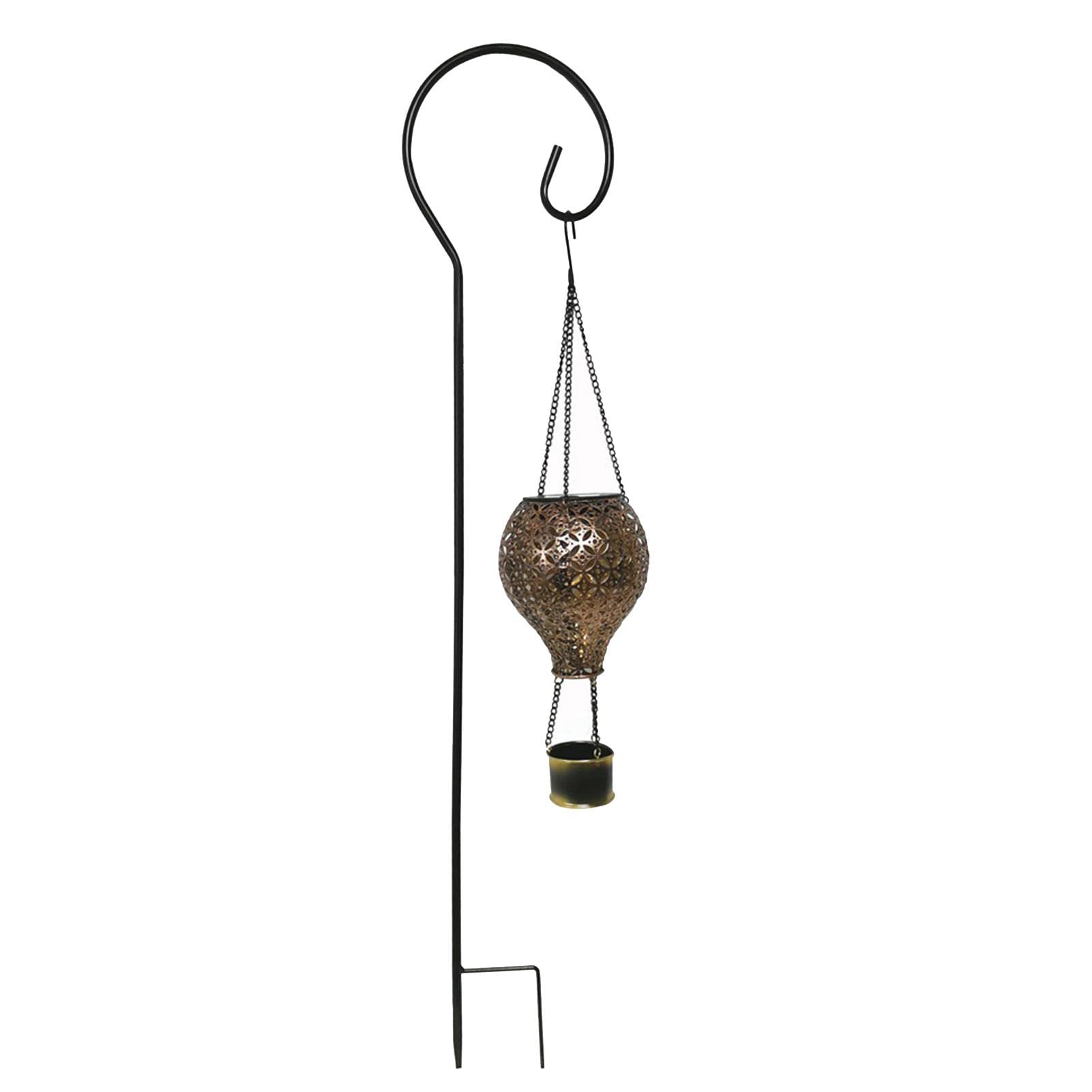 Solar Powered Outdoor Lanterns with Stake - Hanging Hot Air Balloon Solar Lights with Warm White LED, Hollow Design for Patio, Yard, Pathway & Walkway Decoration | Perfect for Garden Parties, Backyard Lighting & Evening Ambiance