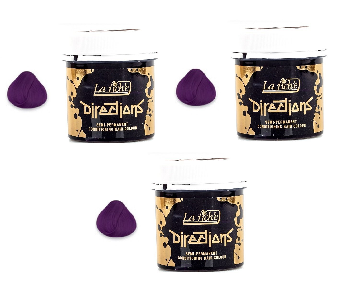 La Riche Directions Semi-Permanent Hair Dye - Plum Tone (3 Pack) | Vegan & Cruelty-Free Hair Color for Vibrant DIY Styling at Home