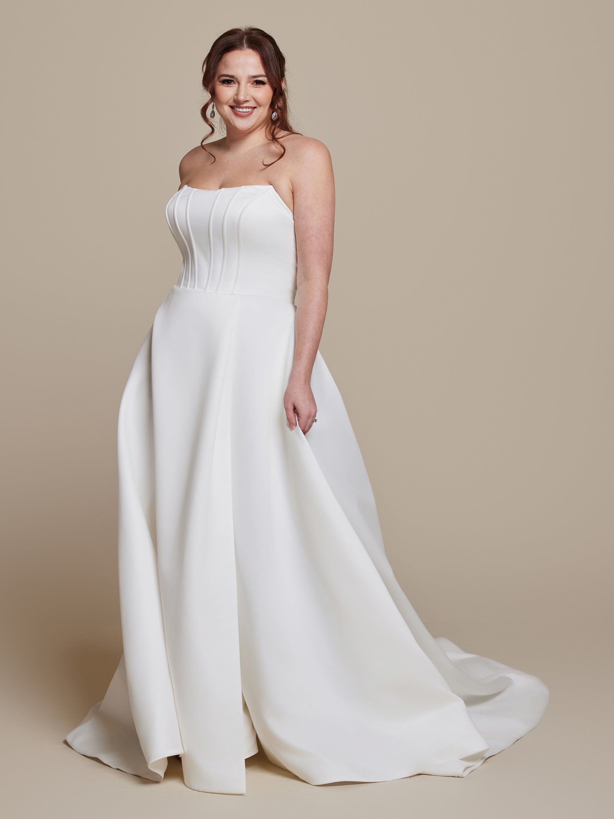 Lyra Satin Wedding Dress with Pockets - Elegant A-Line Bridal Gown for Church Ceremony & Outdoor Photography