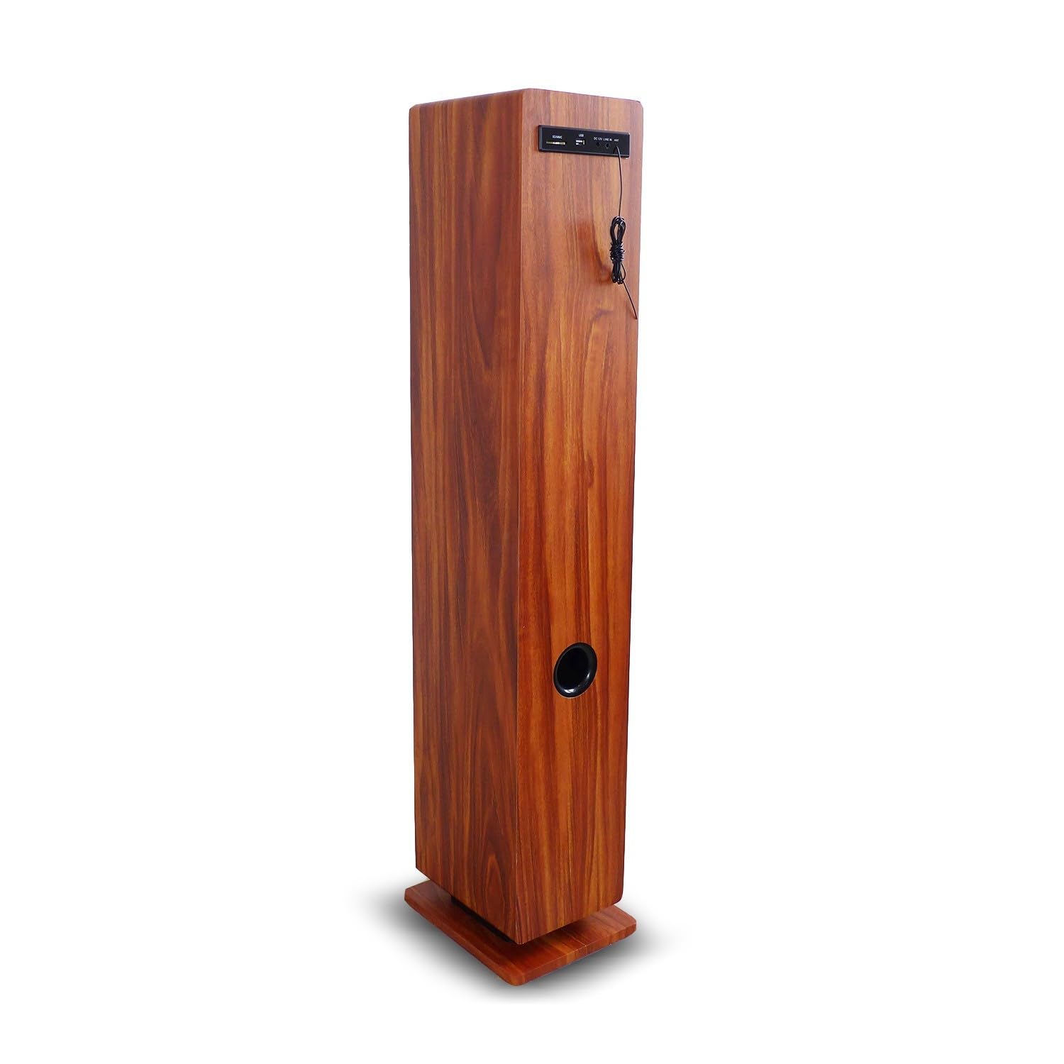 100W Wooden Bluetooth Tower Speaker with CD Player, FM Radio, USB Port & Remote Control - LED Light Show for Parties, Home Theater & Gaming - Perfect Gift for Music Lovers