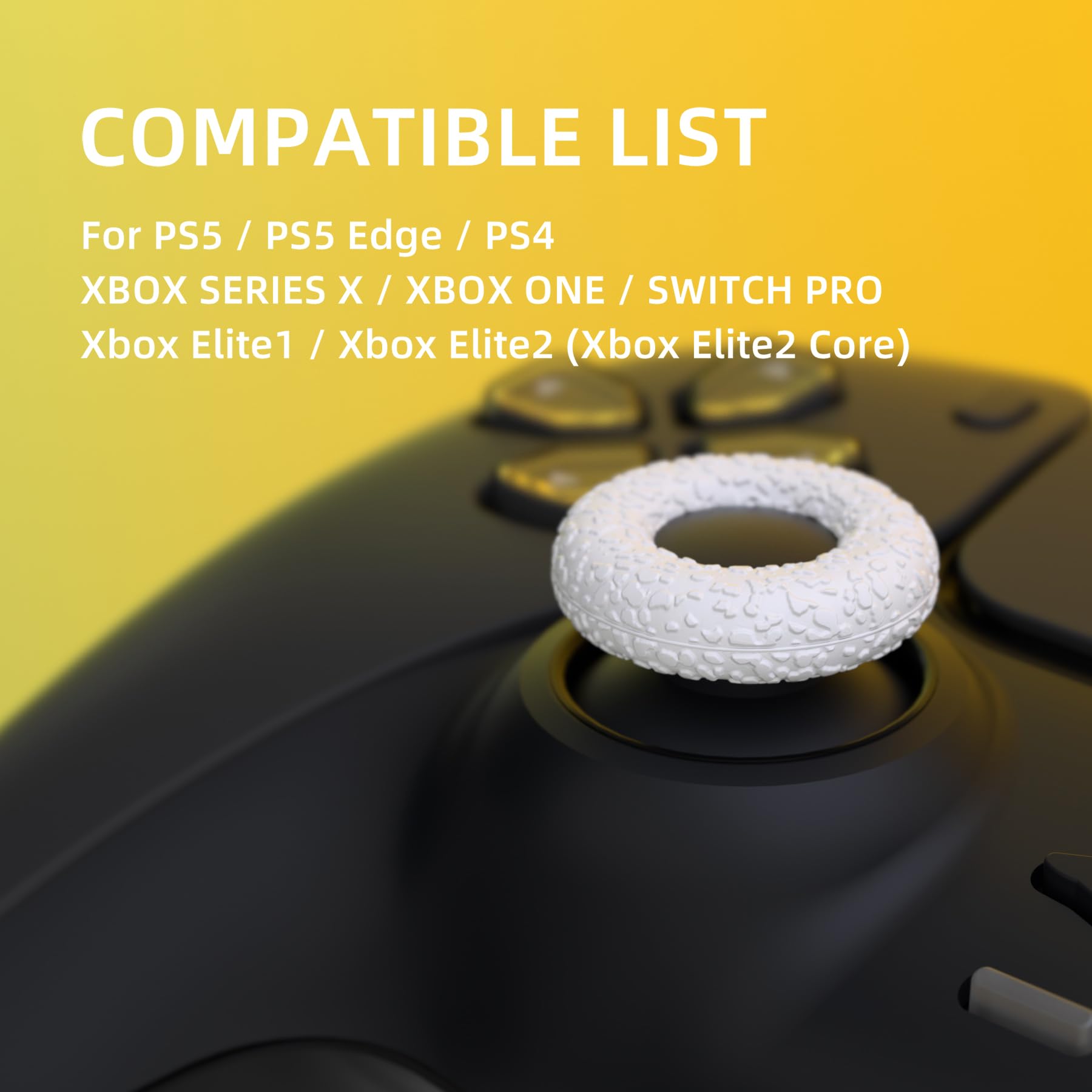 PlayVital 3 Pairs Analog Stick Grips for PS5/PS4, Non-Slip Thumb Grips for Xbox Series X/S/One X/One S, Compatible with Elite Series 2 Core Controller - Donut Design (Gray, Black, White) - Improve Gaming Performance & Comfort for Long Play Sessions