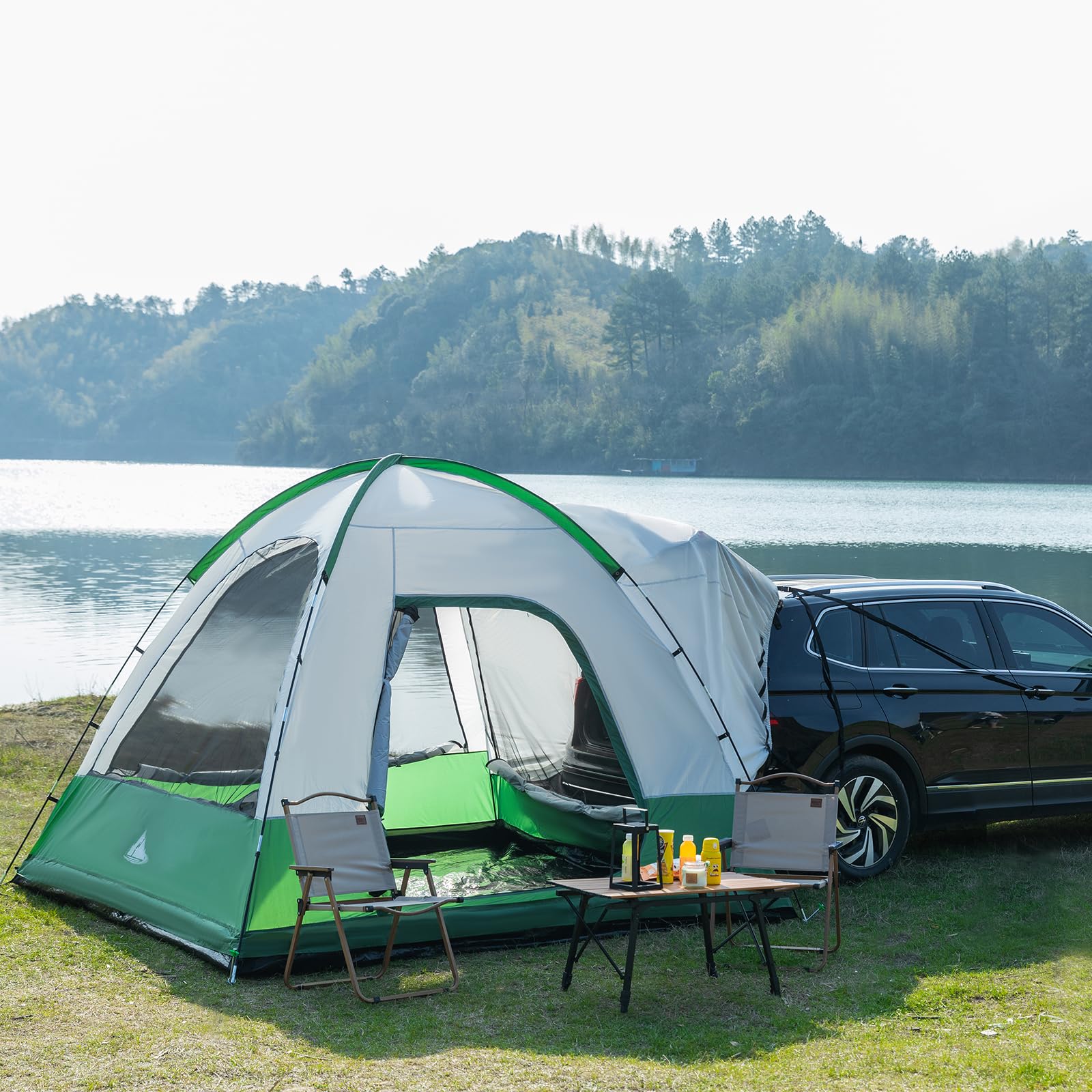 6 Person SUV Tent for Camping - Waterproof Double Layer PU3000mm & UPF50+ UV Protection Car Shelter with Rainfly & Storage Bag (10'x10') - Perfect for Family Road Trips, Outdoor Adventures & Beach Camping