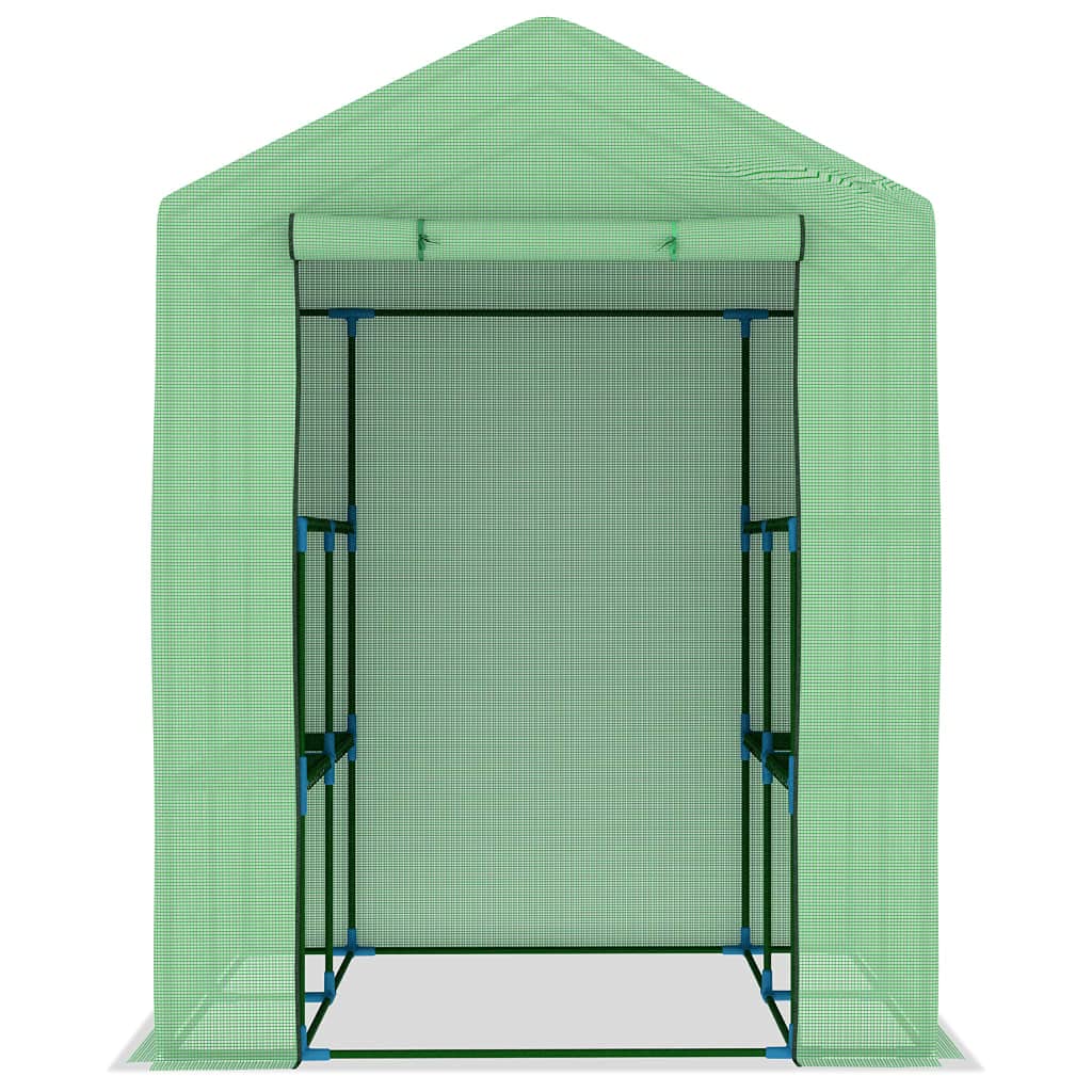 Walk-in Greenhouse Tent with Roll-Up Doors & Shelves - 56.3