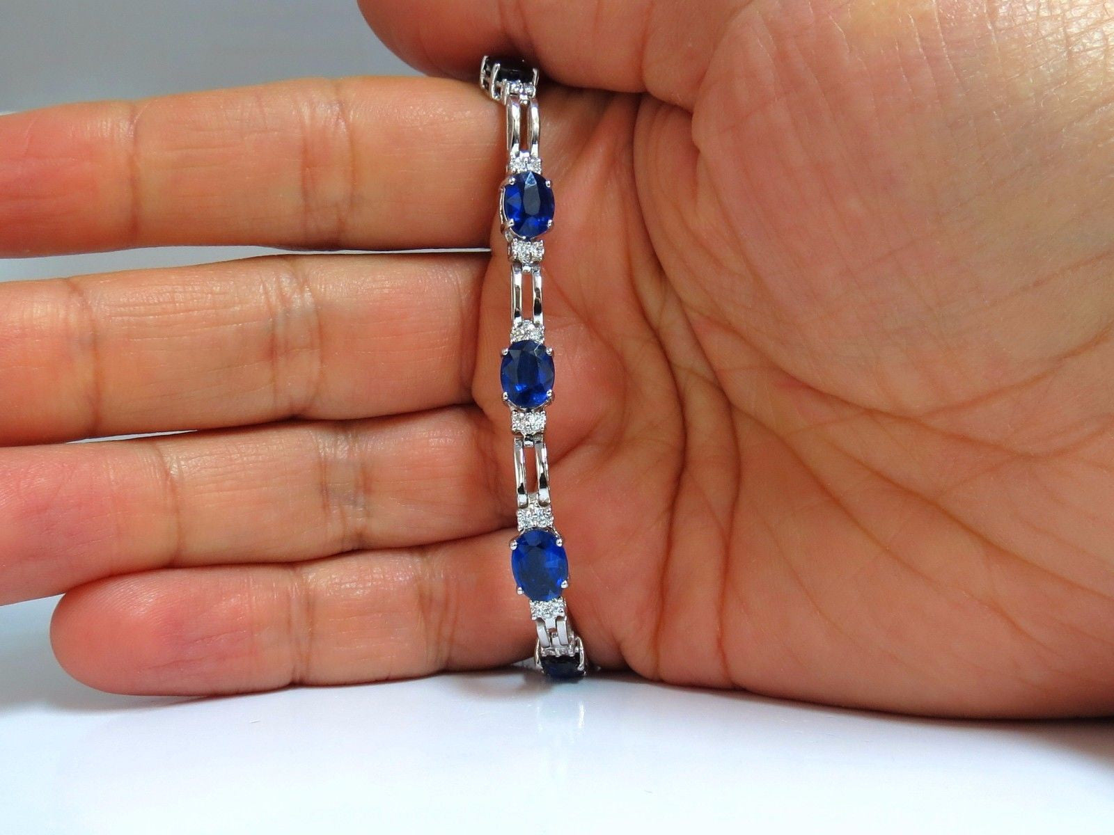 13.36ct Natural Blue Kyanite Diamond Tennis Bracelet in 14K Gold - Elegant Jewelry for Women, Perfect for Weddings, Parties & Special Occasions