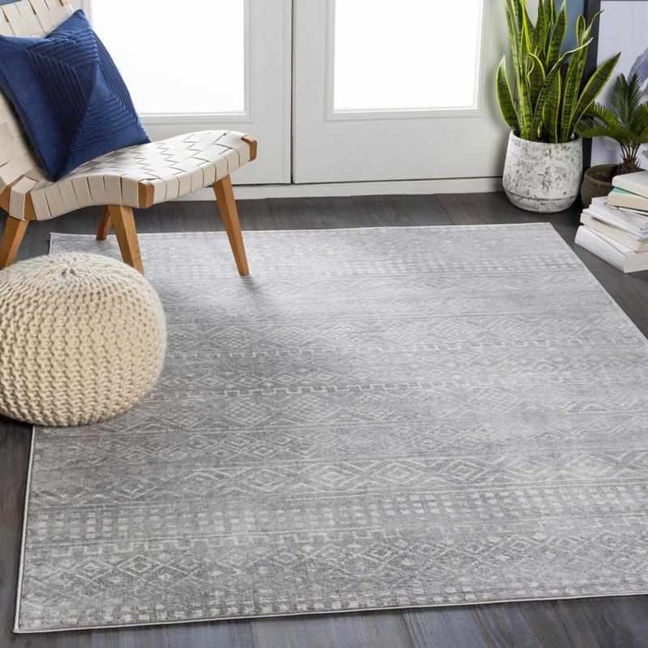 Mark&Day 5x7 Bohemian Area Rug - Gray, Black & White Vintage Design for Living Room, Bedroom, Kitchen - Soft Non-Slip Carpet (5'3