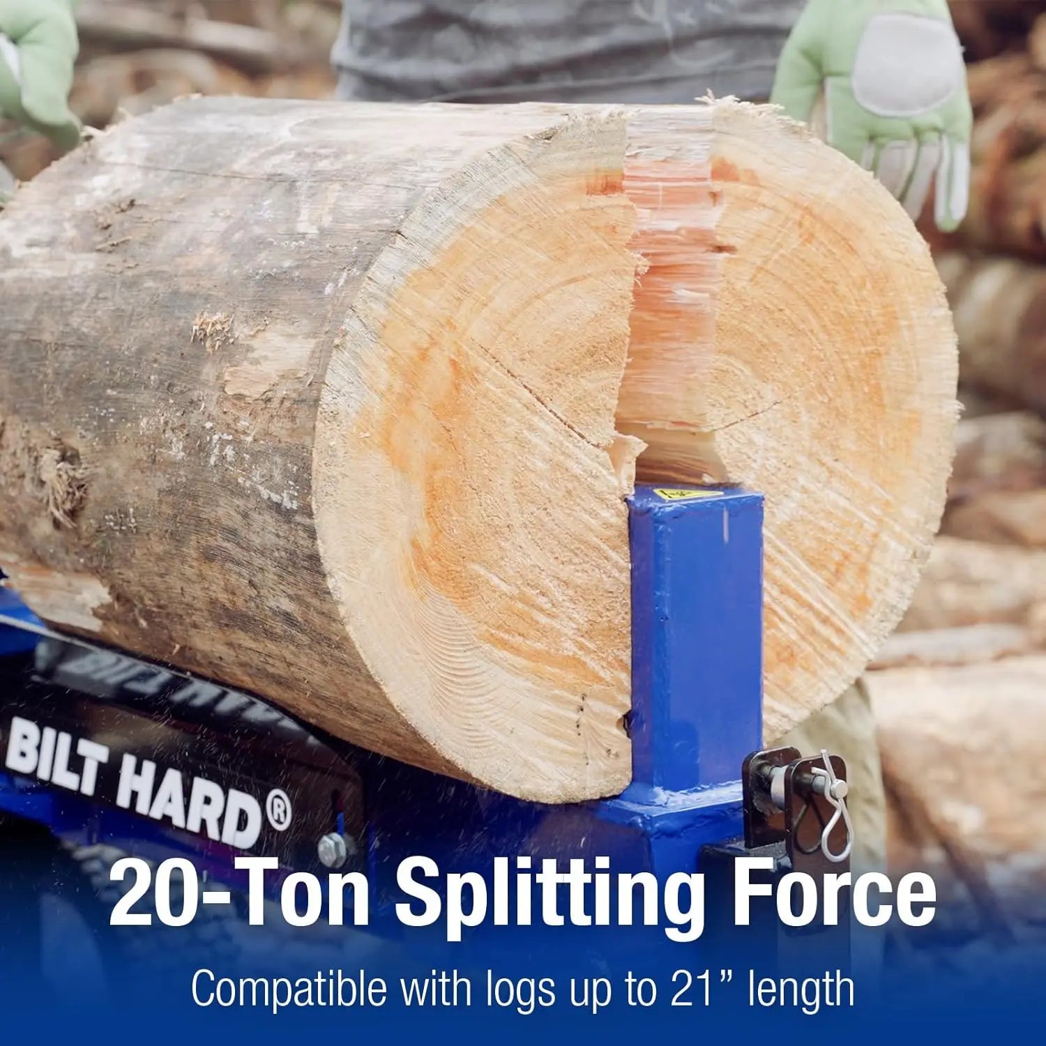 20 Ton Gas Powered Log Splitter - Heavy Duty Hydraulic Wood Splitter with 7HP 209cc OHV Engine, Towable Hitch & 13