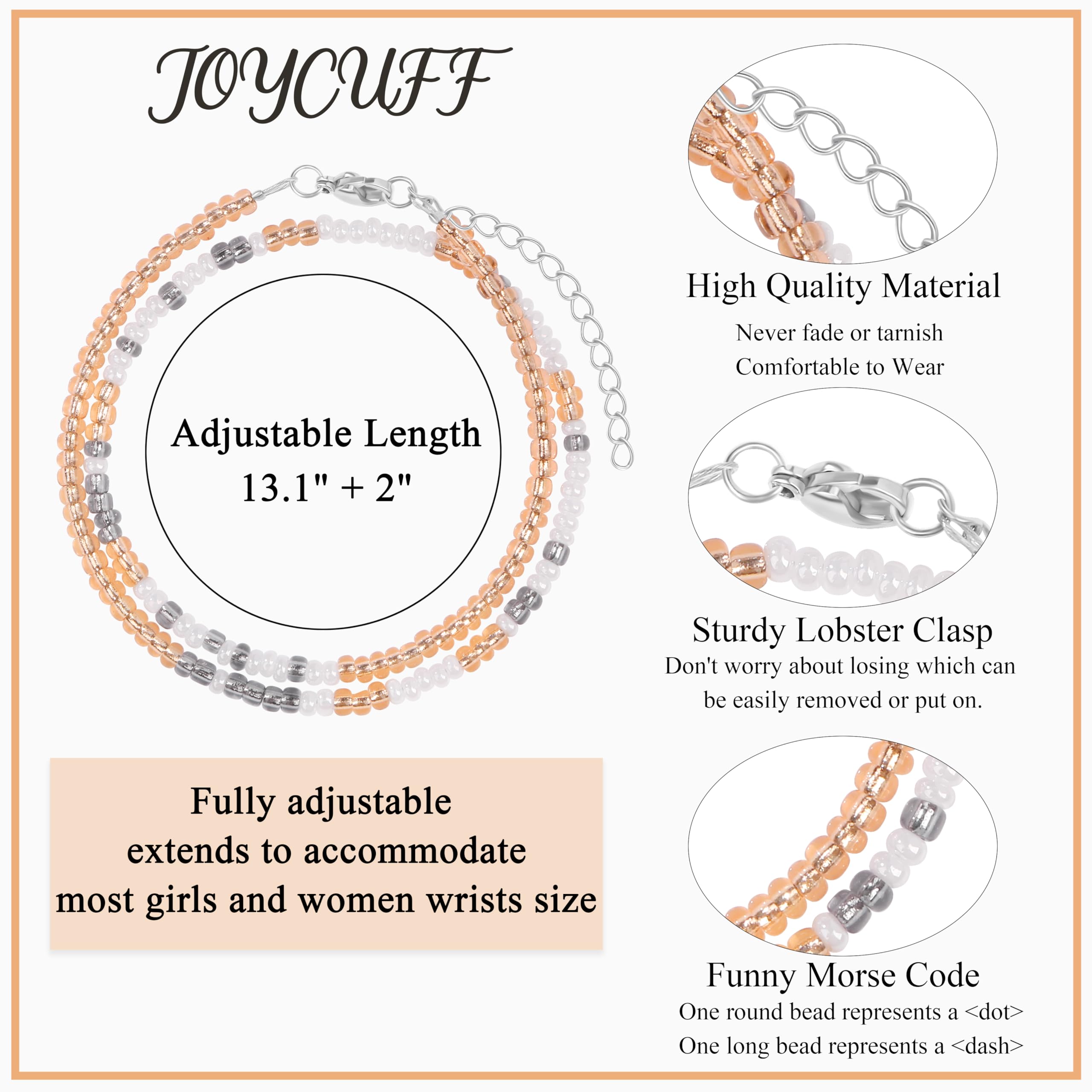 Morse Code Bracelet for Women - Birthday Gift for Mom, Wife, Her | Beaded Layered Bracelet for Daily Wear