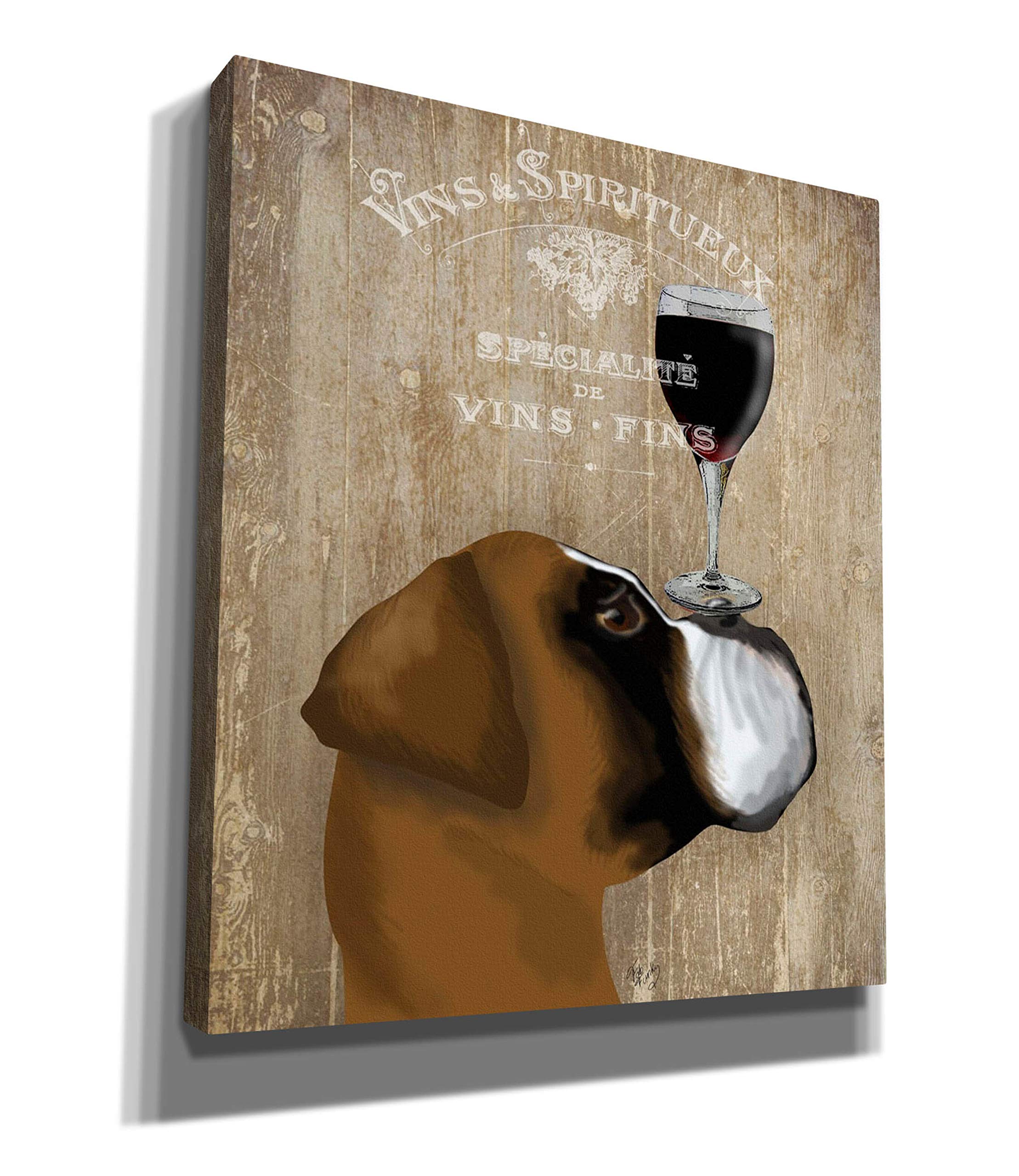 Epic Graffiti 'Dog Au Vin Boxer' by Fab Funky - 26x30 Inch Canvas Wall Art for Living Room, Bedroom & Office Decor - Modern Pop Art Painting for Home & Office