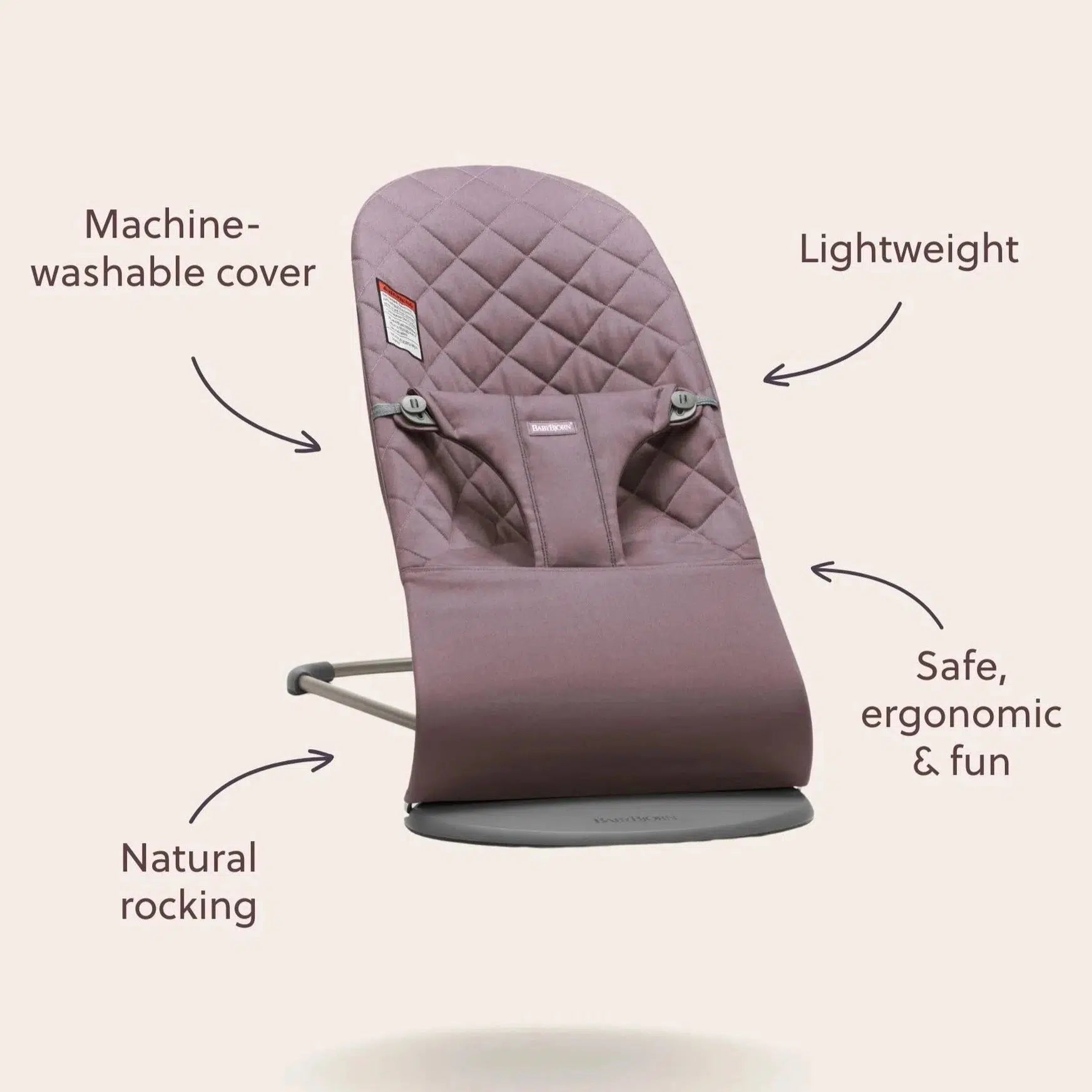Baby Bjorn Bouncer Bliss Woven Classic Quilt Anthracite - Premium Baby Rocker for Newborns & Infants - Perfect for Nursery, Playtime & Soothing Fussy Babies