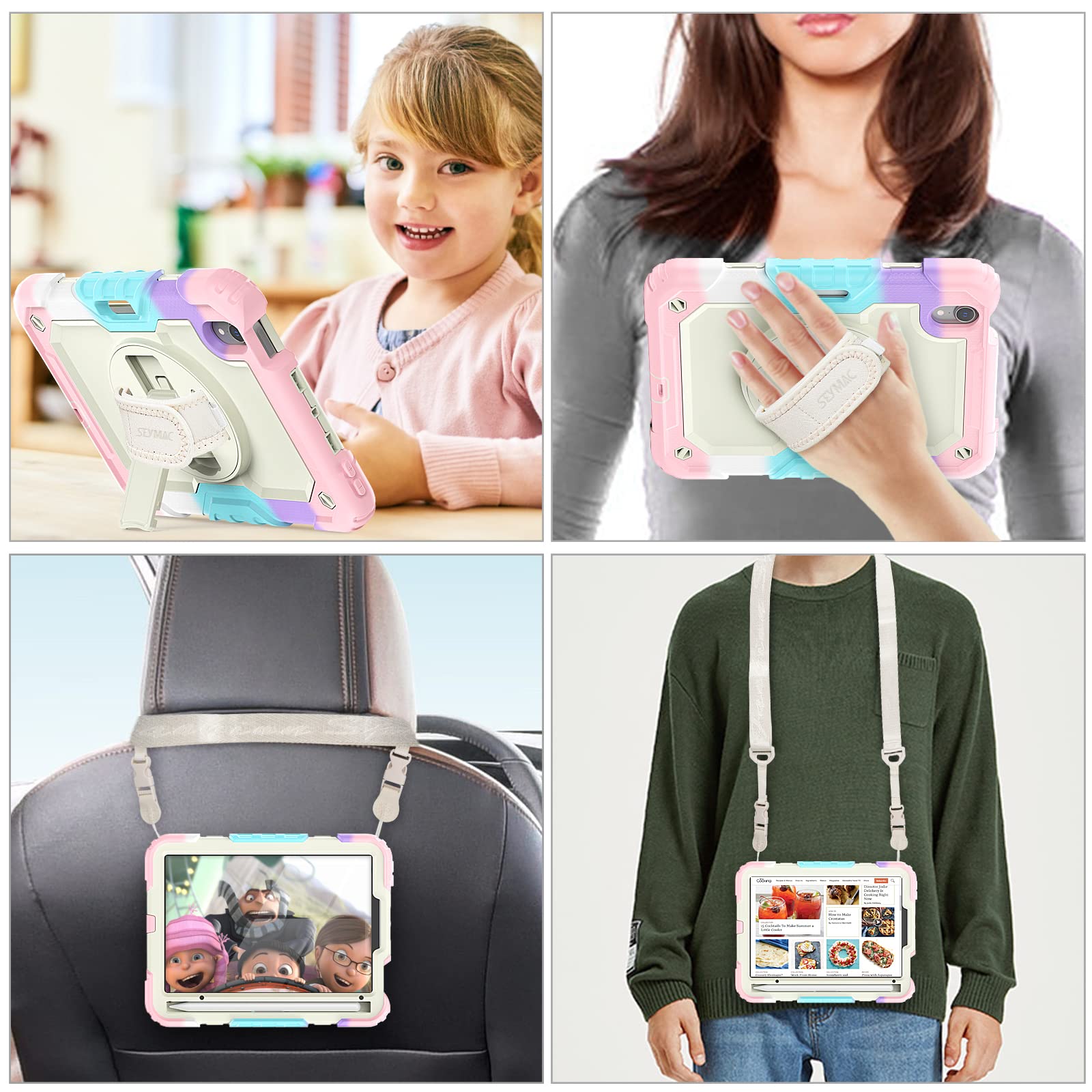 SEYMAC 360° Rotating Stand & Hand Strap iPad Mini 7 (2024) / Mini 6 8.3