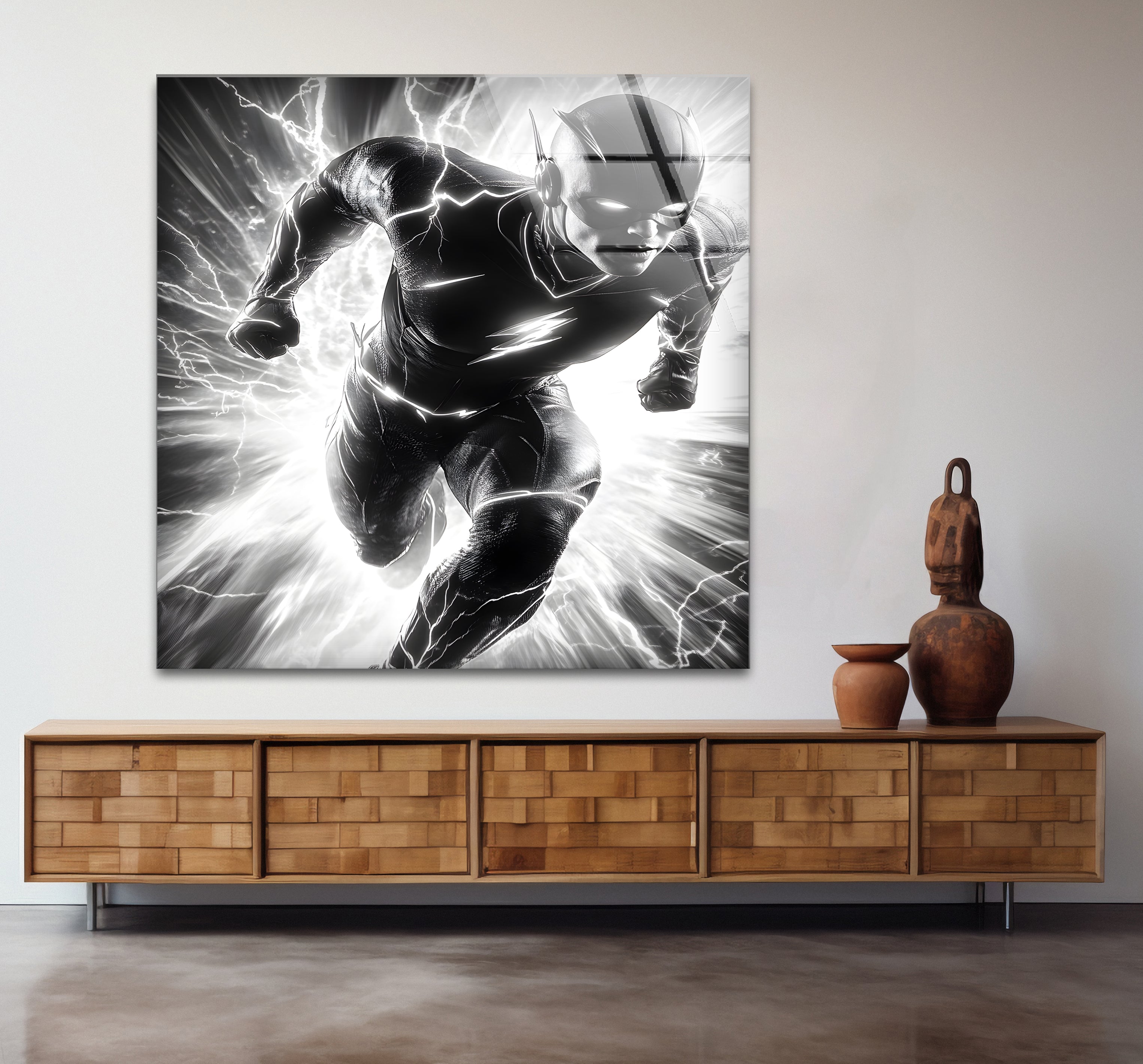 Black and White Flash Glass Wall Art - Modern Abstract Home Decor for Living Room, Bedroom & Office - Perfect for Gifts and Interior Design