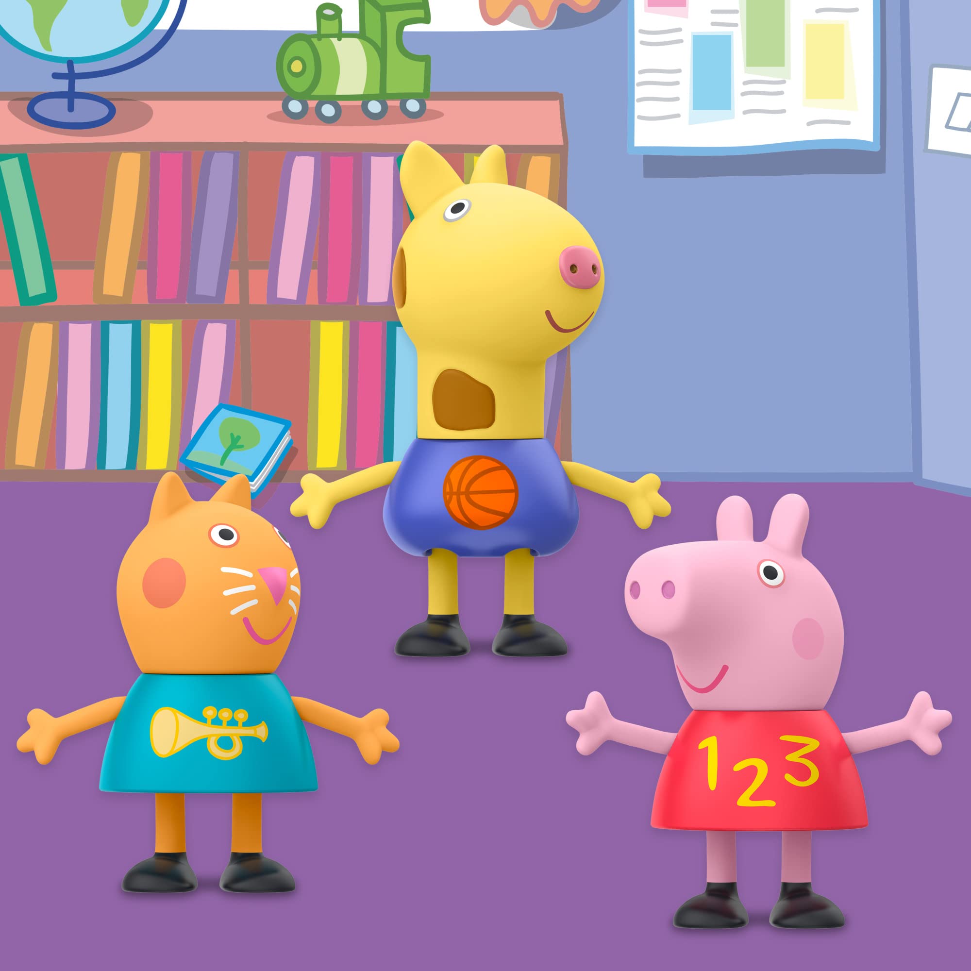 Peppa Pig School Classroom Toy Figures 8-Pack - Peppa Pig, George Pig, Peggi Panda, Candy Cat & More - Educational Playset for Kids Ages 3+ - Perfect for Preschool Learning, Role Play & Back to School Gifts (Amazon Exclusive)