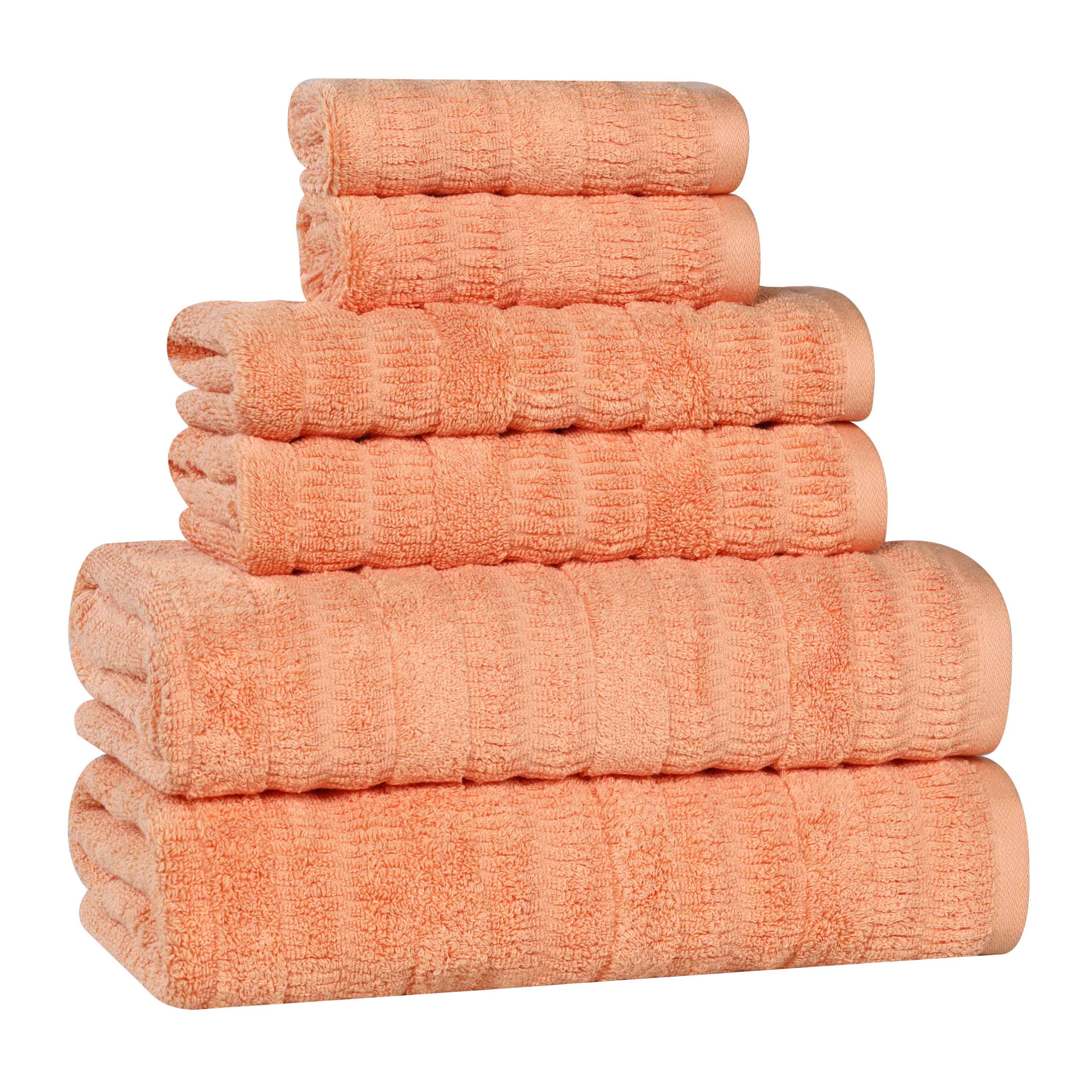 Premium 6-Piece Cotton Towel Set - Soft, Absorbent & Quick-Drying Bath Towels for Spa, Gym & Luxury Home Use - Mika Smart Twist Vertical Ribbed Design