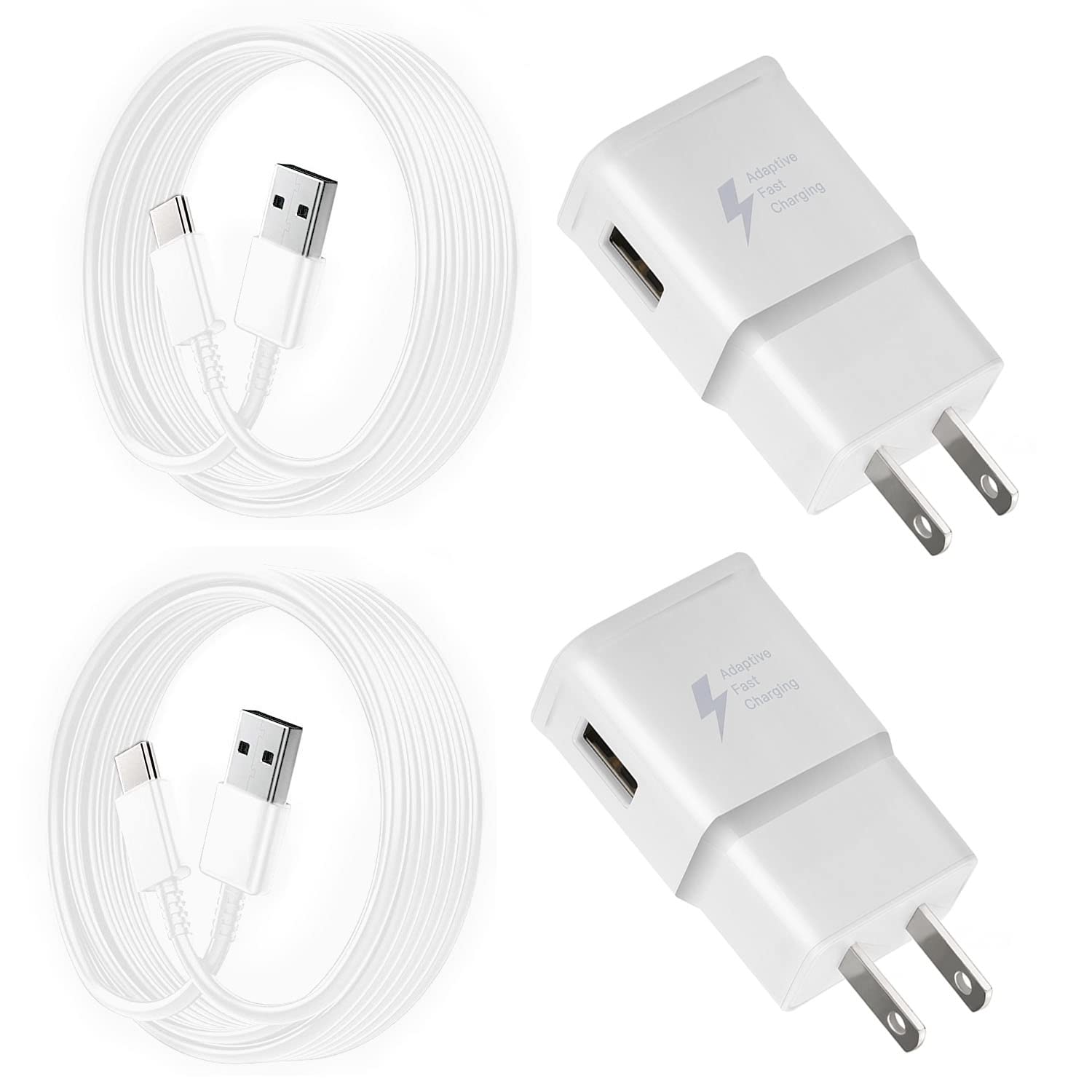 Fast Charging USB C Charger (2 Pack) - 18W PD Quick Charge Adapter with Type C Cable for Samsung Galaxy S21/S20/S10/S9/S8, Note 10/9/8/7, A Series & Tablets - Perfect for Home, Office & Travel Charging