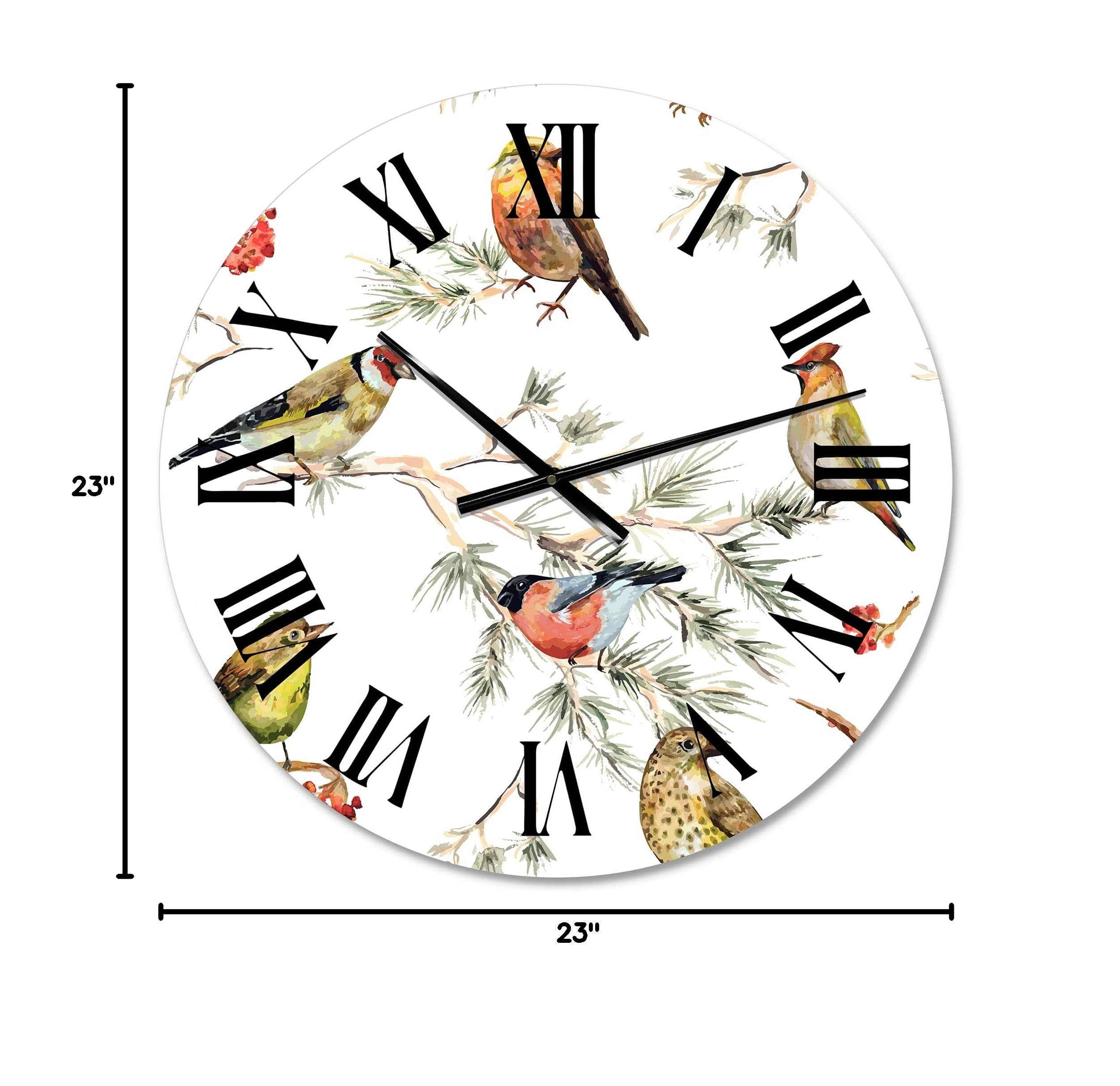 Large Forest Birds on Branches Wall Clock - Traditional Wooden Wall Clock for Living Room, Bedroom & Office Decor | Silent Non-Ticking Home Décor with Nature Theme