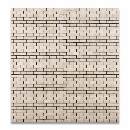 Premium Crema Marfil Marble Tumbled Mosaic Tile - Natural Stone Wall & Floor Tile for Bathroom, Kitchen Backsplash - 5 sq. ft. Box (12