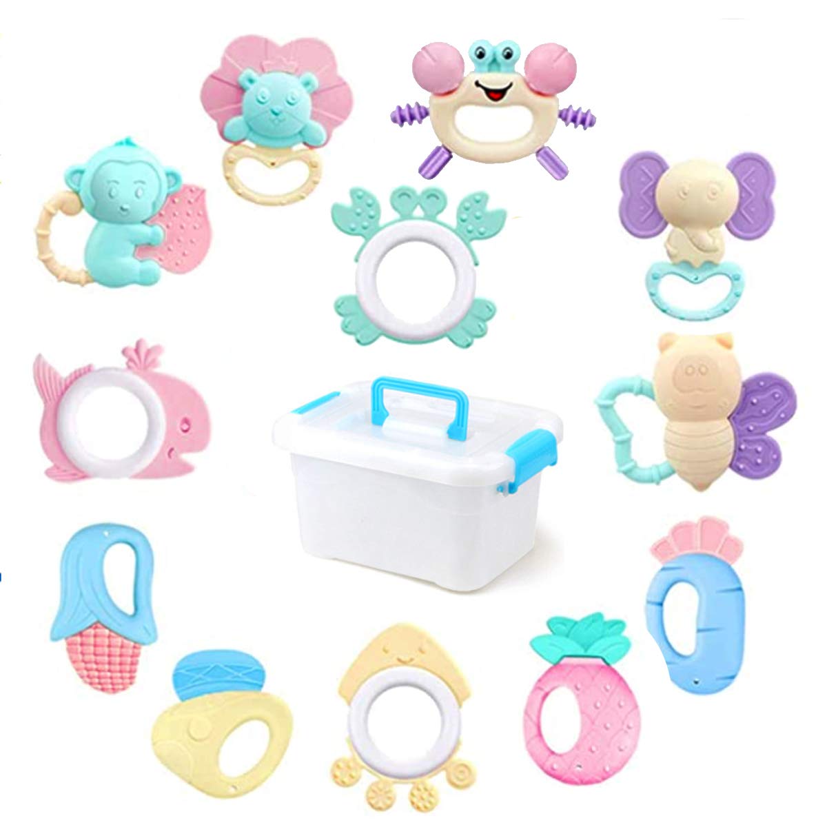 12pcs Baby Teething Toys for 6-12 Months - Safe Silicone Teethers & Chew Toys for Soothing Sore Gums | Perfect Infant Teething Supplies & Developmental Toys for Home, Travel & Daycare Use