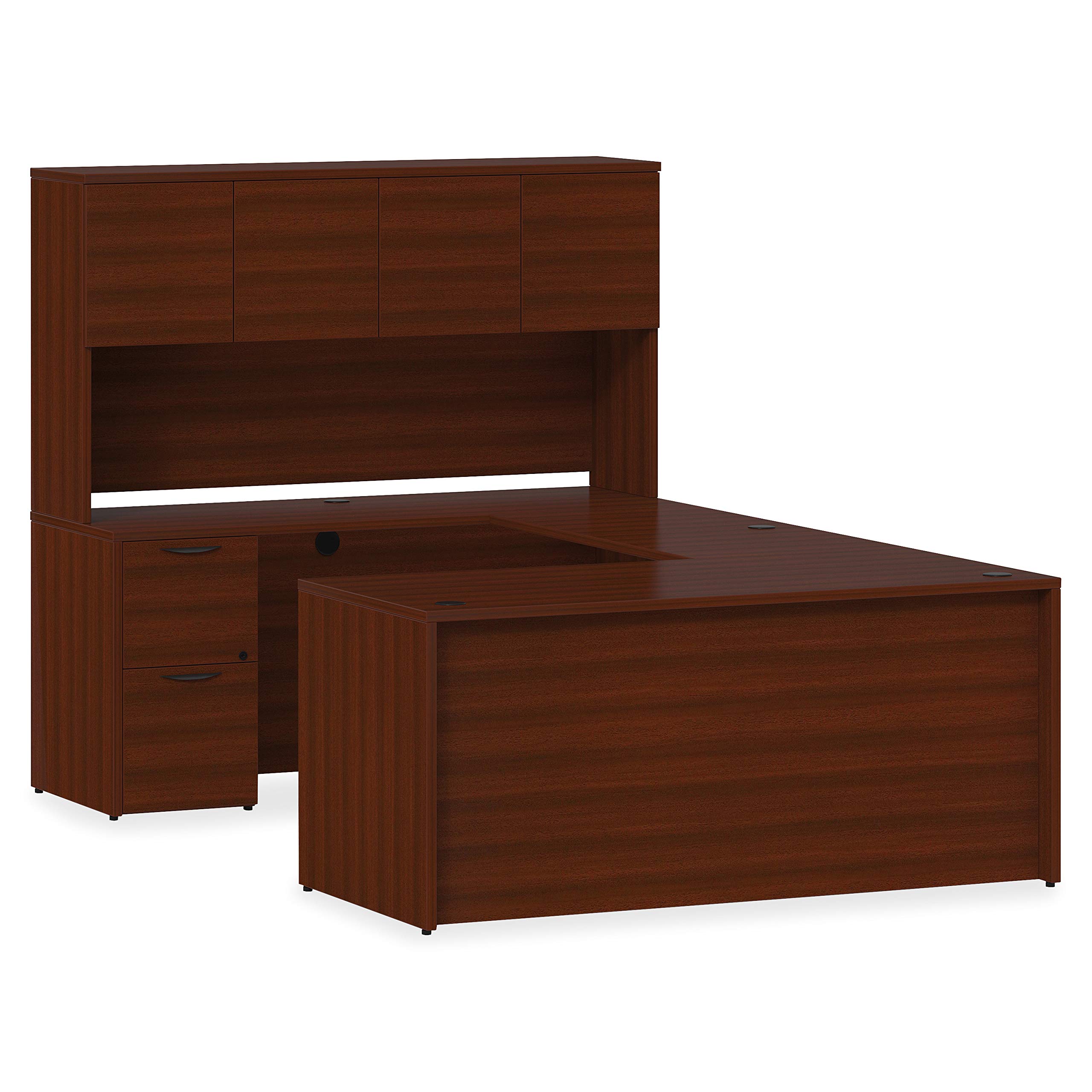 Lorell Prominence 2.0 Mahogany Laminate Right-Pedestal Desk with File Drawer - Home Office & Business Workspace Solution