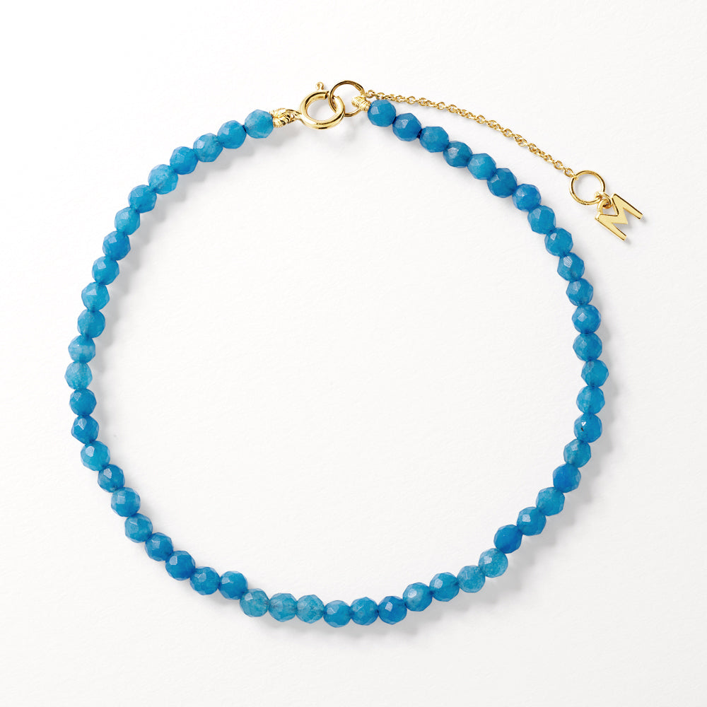Natural Blue Agate Beaded Bracelet with Gold Accents - Elegant Handmade Jewelry for Women, Perfect for Everyday Wear & Gift Giving