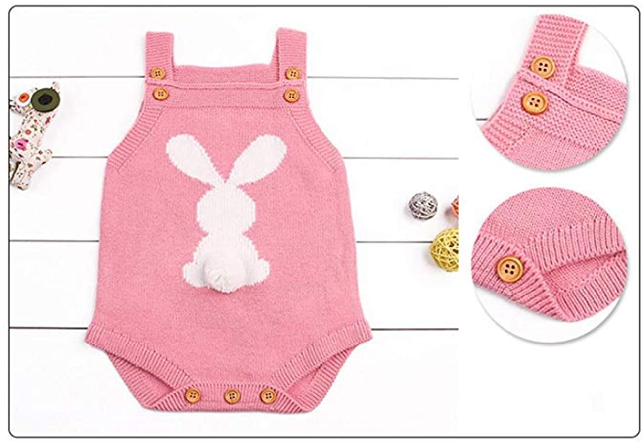 MoZiKQin Baby Girl & Boy Easter Bunny Romper - Sleeveless Knitted Bodysuit Jumpsuit for 1st Easter | Cute Outfit for Easter Photos, Spring Celebrations & Holiday Gatherings
