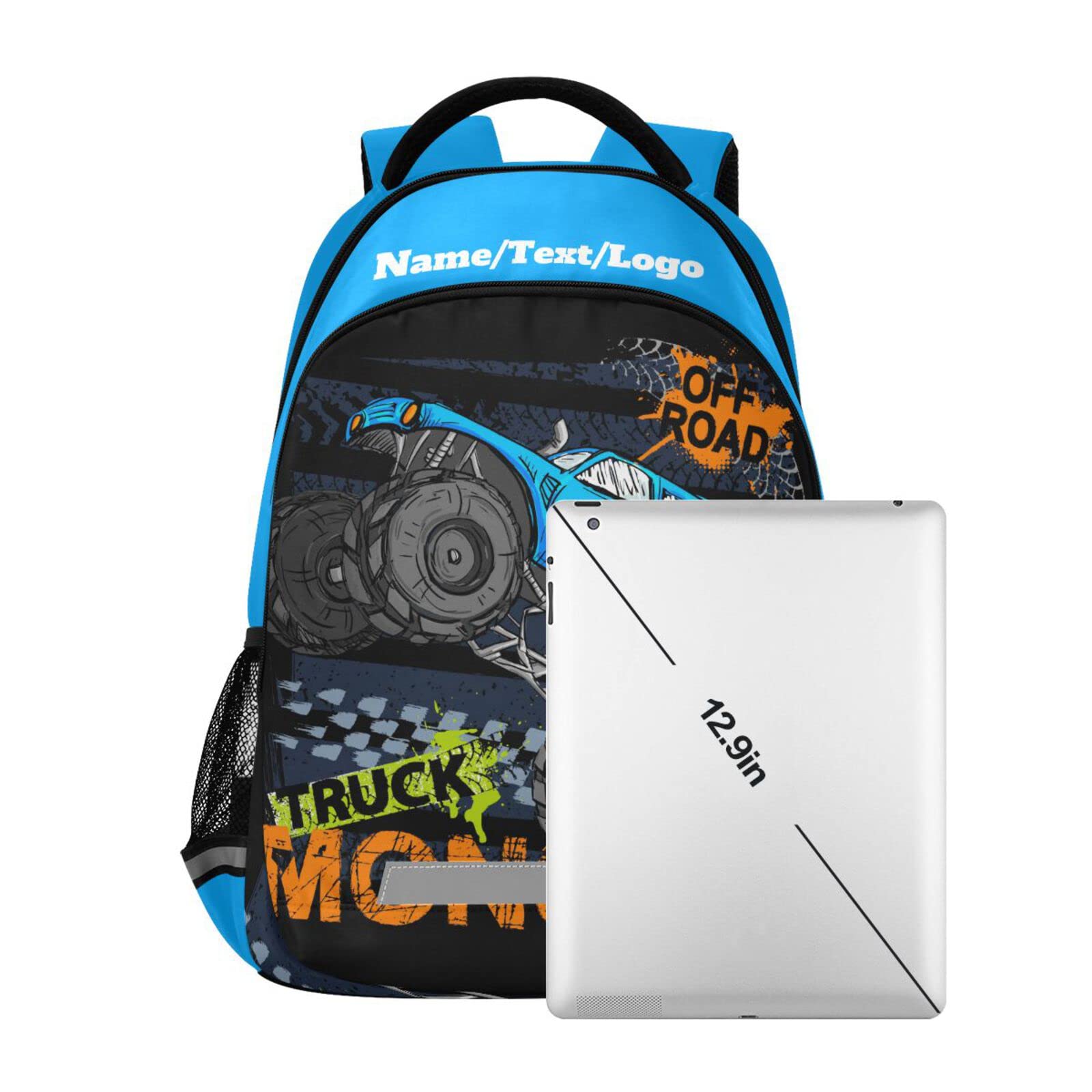 Custom Personalized Monster Truck Backpack for Boys & Girls - Durable School Backpack with Adjustable Straps, Kids Bookbag for Elementary Students - Perfect for School, Travel & Outdoor Adventures
