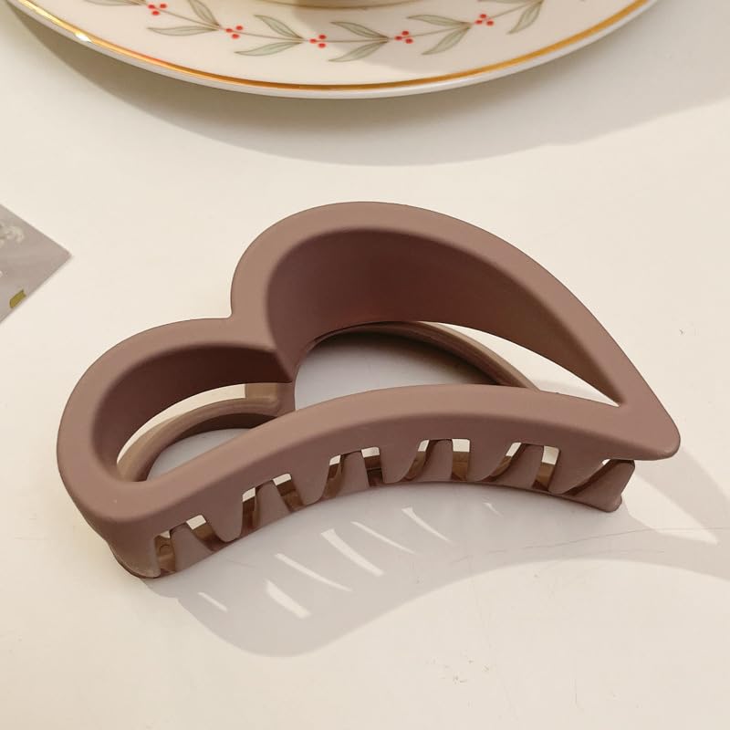 Non-Slip Hair Claw Clips for Women - Large Jelly Jaw Hair Clamps for Girls with Long Thick Hair (9cm, Heart Shape, 2-Pack) - Perfect for Workouts, Beach Days & Everyday Styling