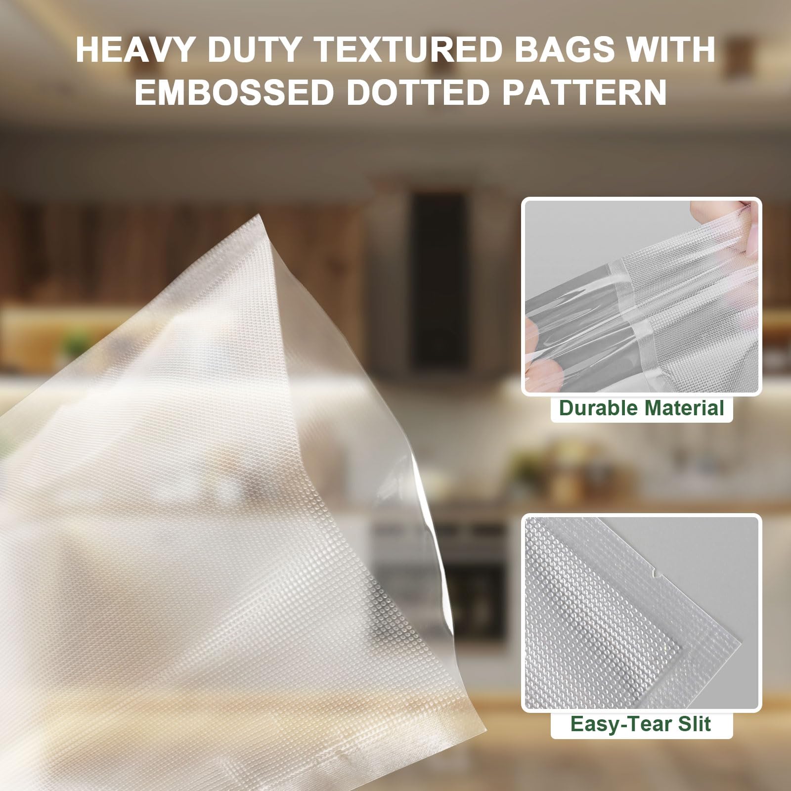 200 Quart 8'' x 12'' Heavy Duty Vacuum Sealer Bags for Food Storage | BPA Free, Pre-Cut Freezer Bags for Sous Vide, Meal Prep & Long-Term Preservation | Ideal for Vacuum Sealers, Food Savers & Kitchen Organization
