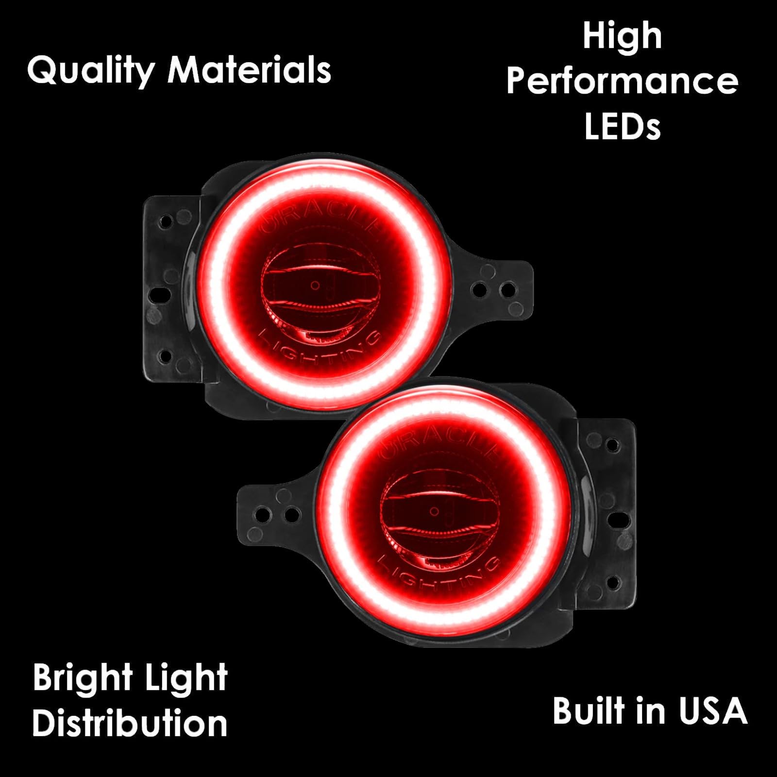 ORACLE Lighting 5847-003 Pair of 20W LED Fog Lights for 2018-2024 Jeep Wrangler JL - Red - Rugged & Durable Off-Road LED Lights - High Performance Lighting for Night Driving & Off-Road Adventures