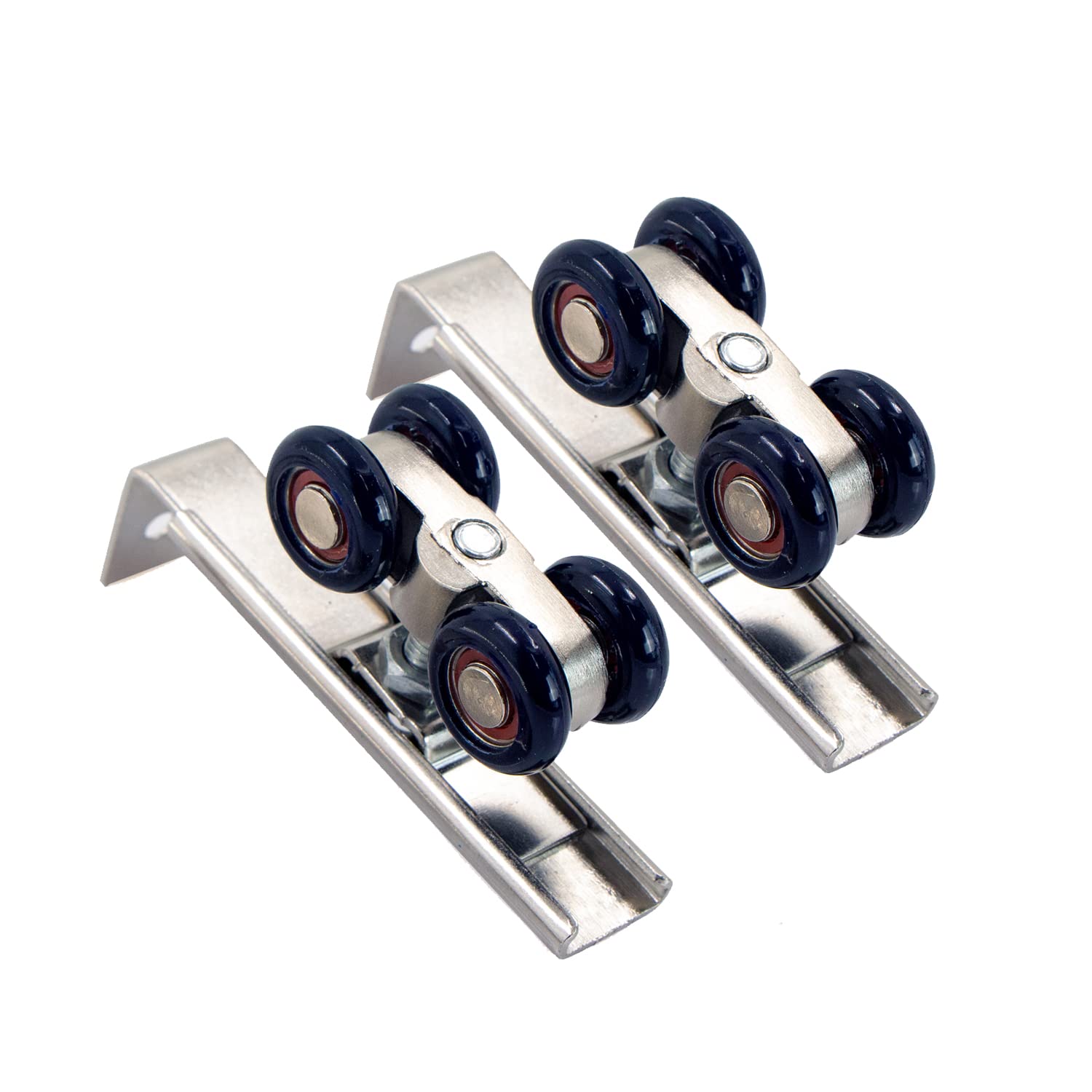 Sliding Door Roller Wheels - Aluminum Alloy Track Pulley for Interior, Passage, Wood & Glass Sliding Doors (2-Pack, Blue) - Smooth Gliding Solution for Closet Doors, Room Dividers & Patio Entries