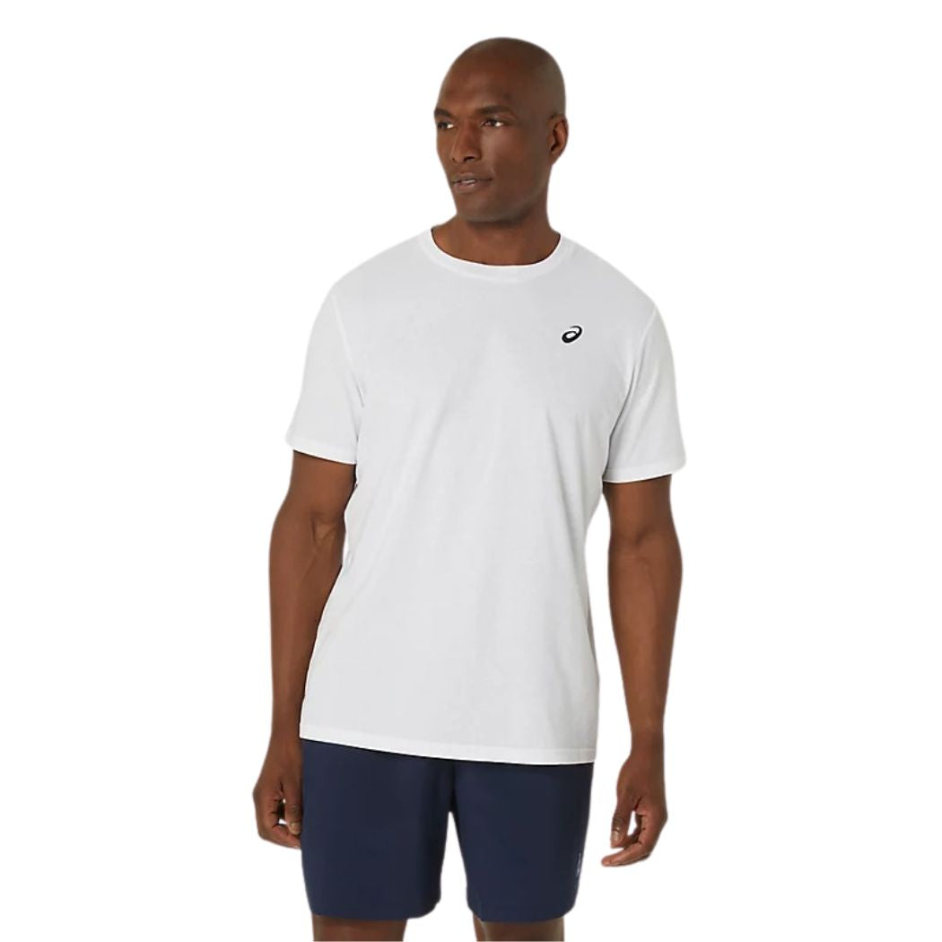 ASICS Spiral Embroidery Men's T-Shirt - Breathable Cotton Casual Tee for Running, Gym & Everyday Wear