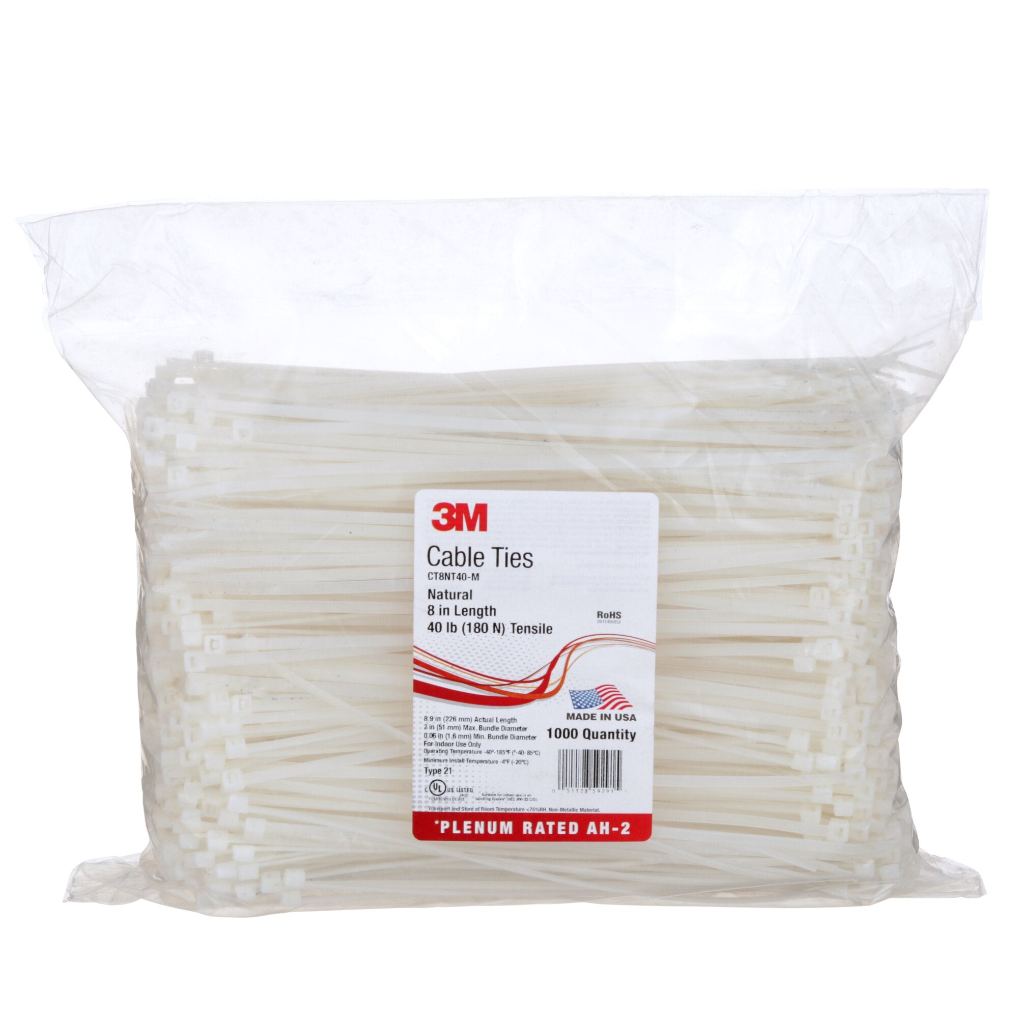 3M CT8NT40 Black Nylon Cable Ties 8-Inch 40-Pound Strength - Organize Wires, Secure Bundles for Home, Office & Industrial Use