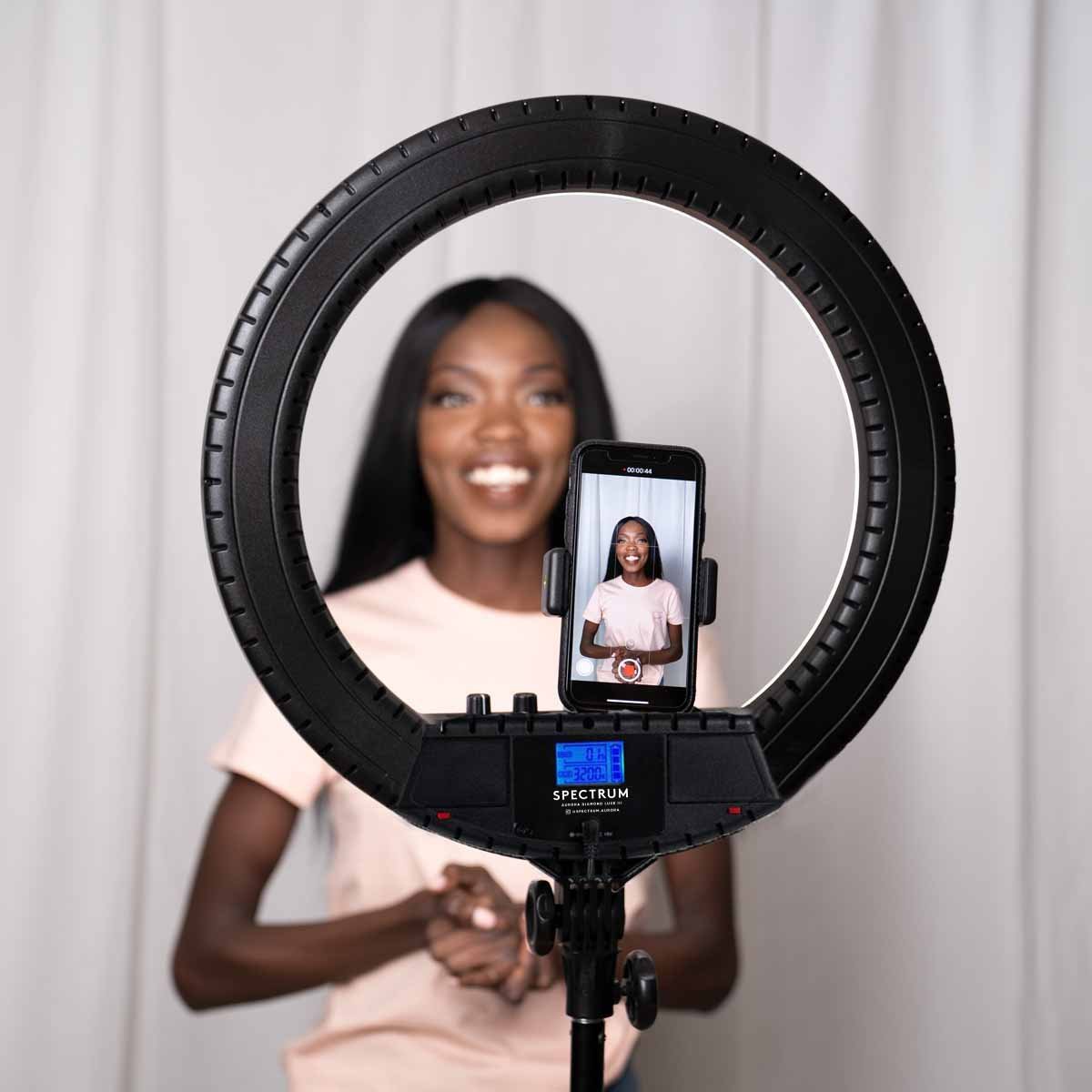 18 LED Portable Ring Light with Stand - Diamond Luxe III for Photography, Makeup, YouTube Videos & Live Streaming (White)